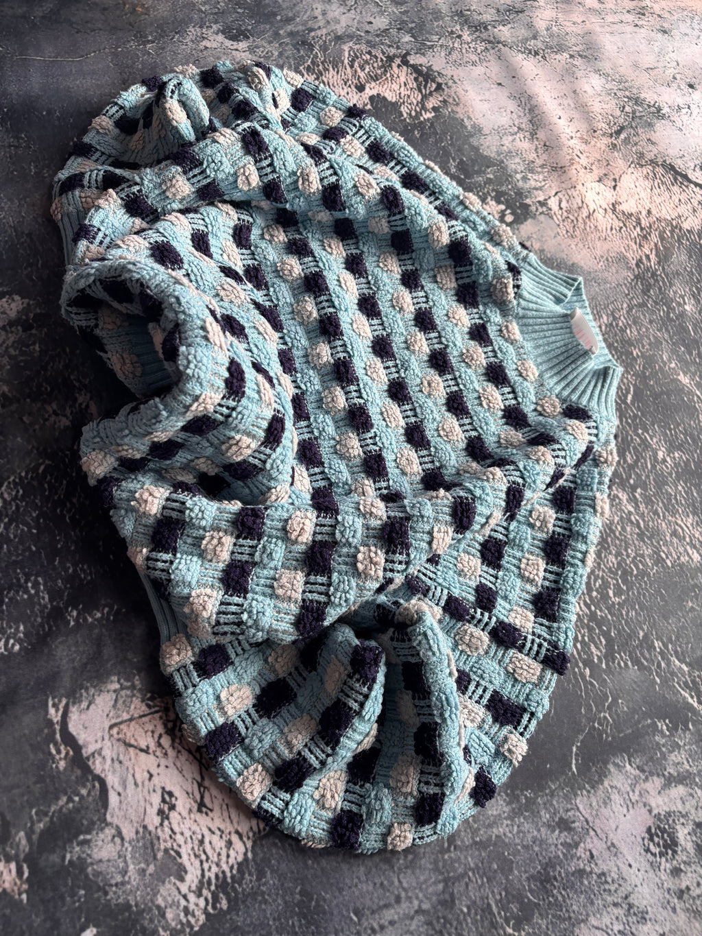 Sweter niebieski texture vintage