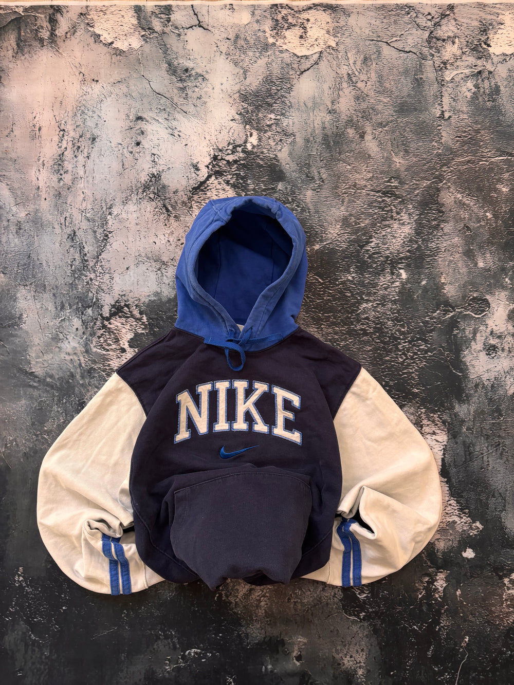 Nike hoodie vintage niebieska big logo 90s   oversize