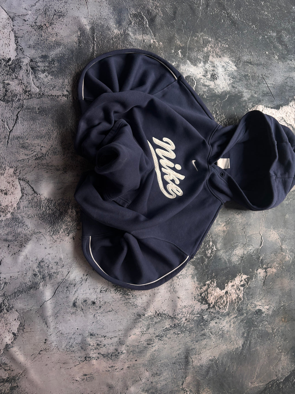bluza hoodie Nike big logo granatowa vintage oversize