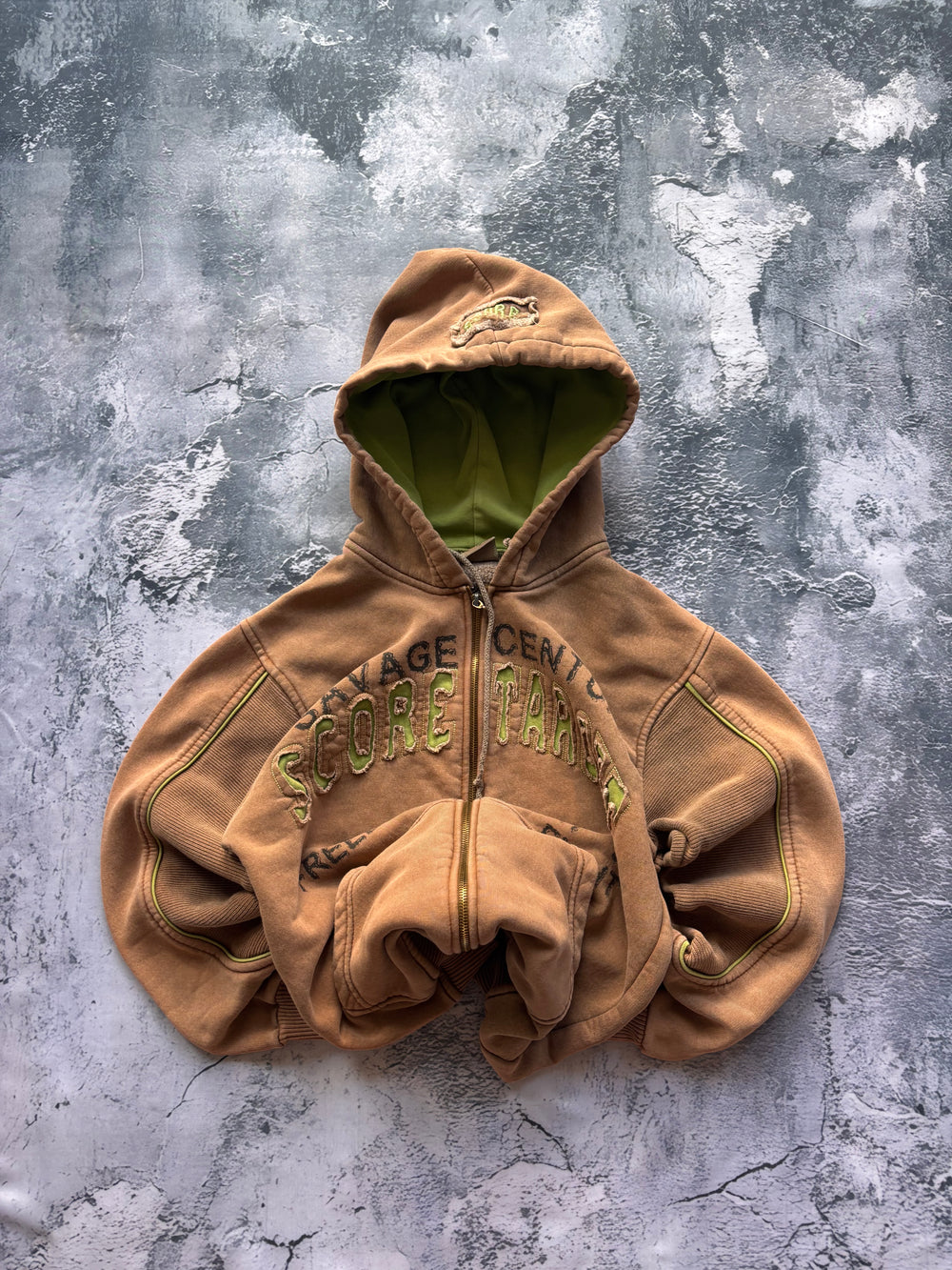 Bluza zip hoodie y2k retro unikat vintage brązowa oversize