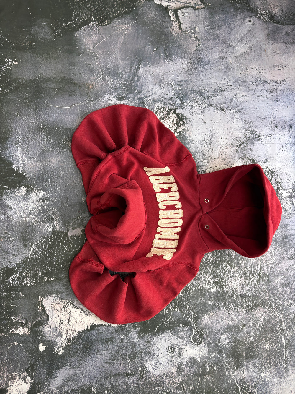 BLUZA HOODIE ABERCROMBIE VINTAGE RETRO RED PROSTY KRÓJ