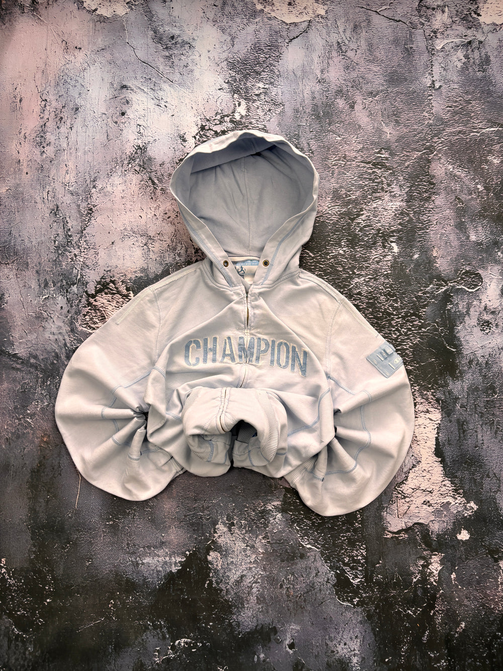 ZIP HOODIE CHAMPION VINTAGE LATA 90 BABY BLUE