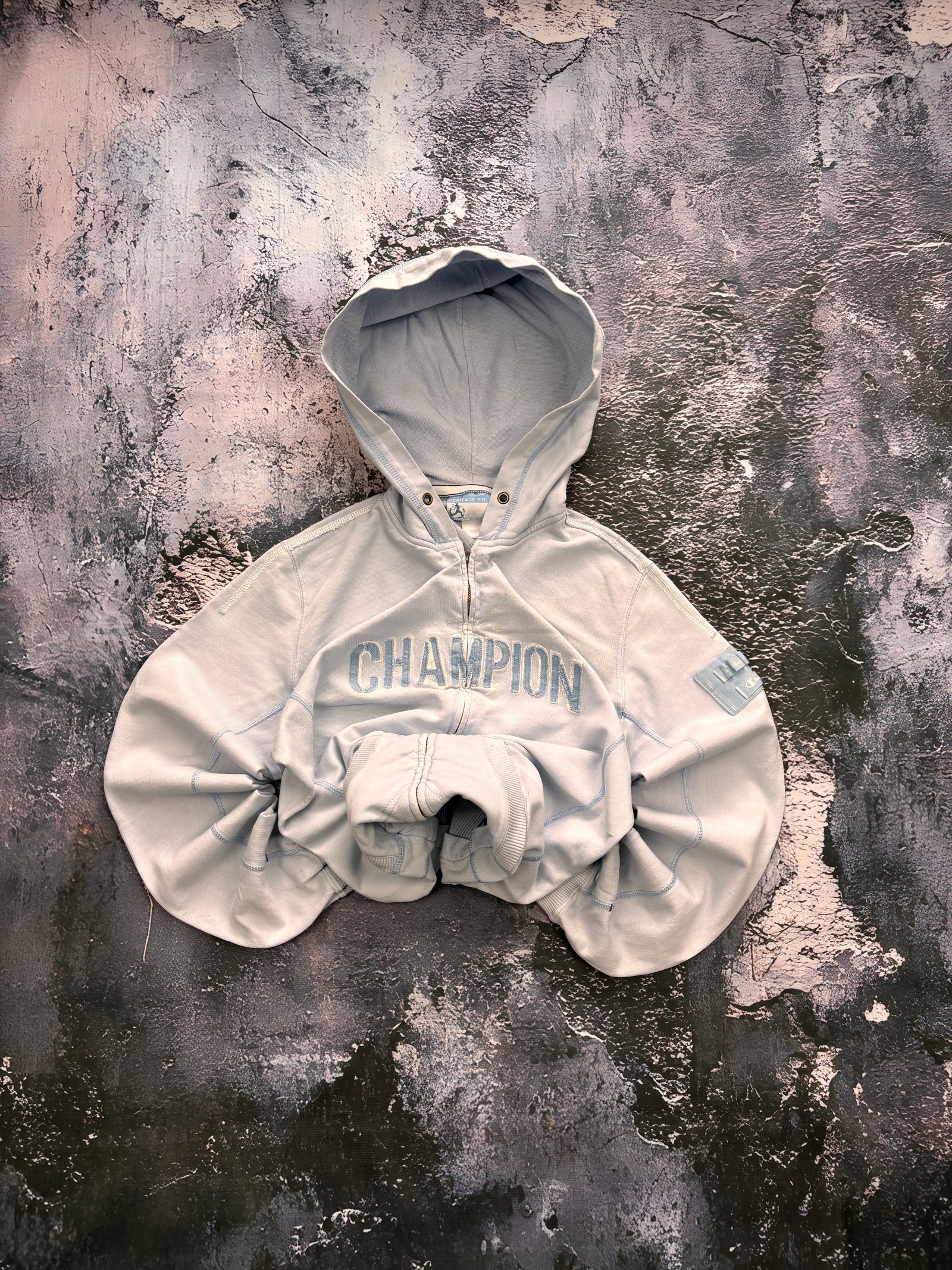ZIP HOODIE CHAMPION VINTAGE LATA 90 BABY BLUE