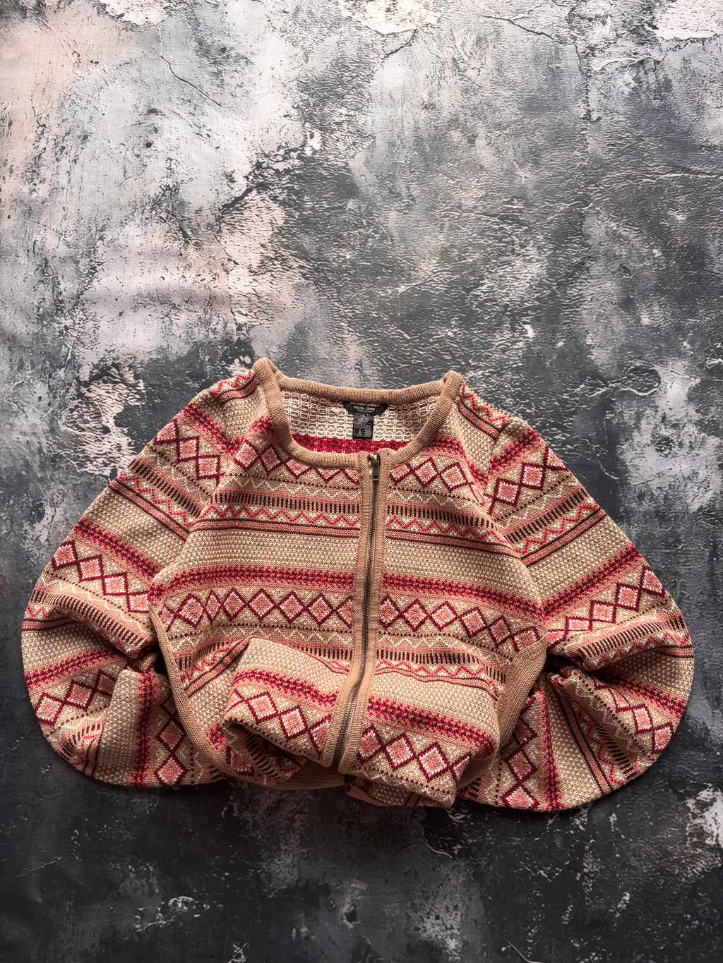 Bluza zip vintage we wzory nordic