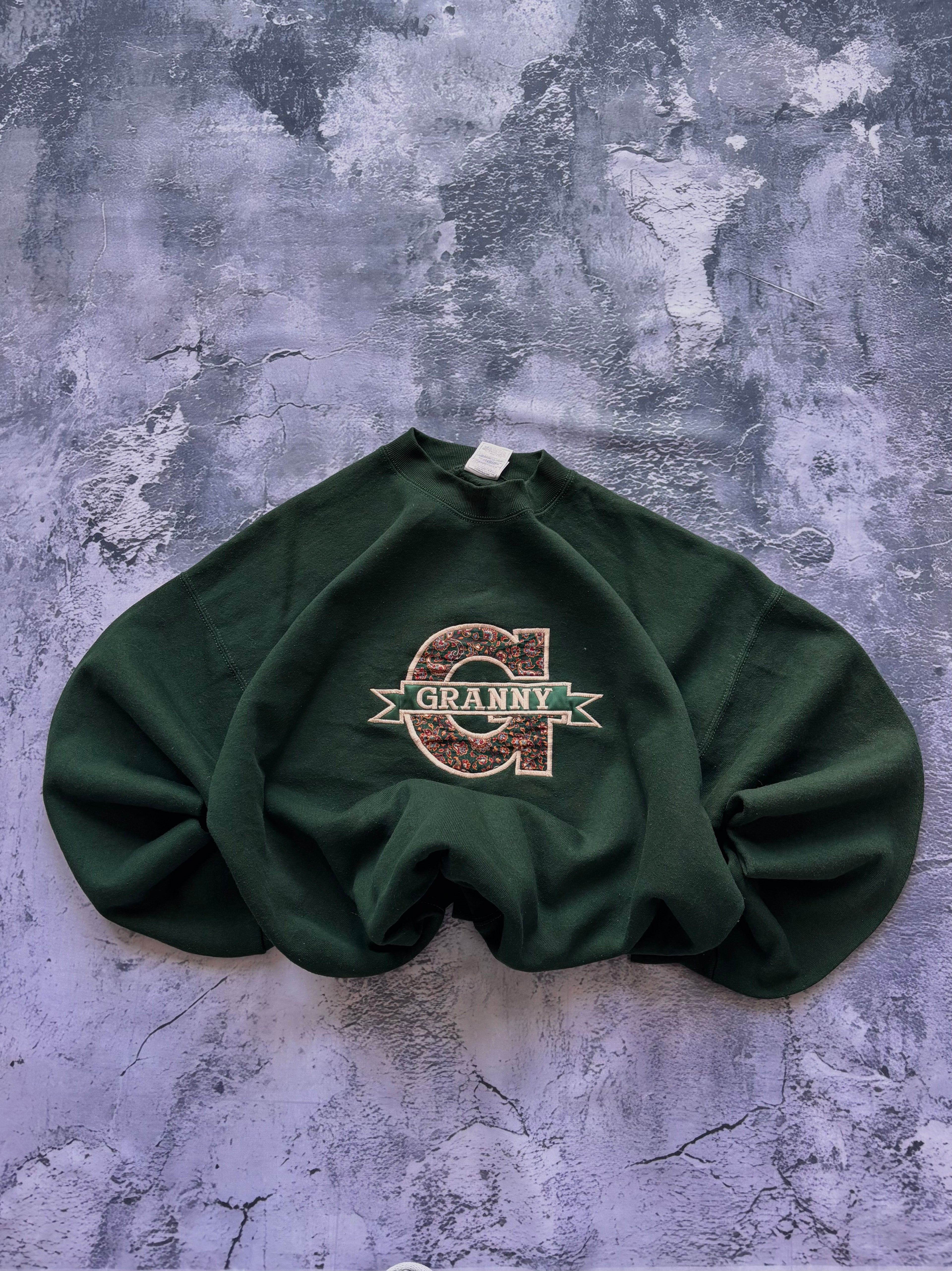bluza crewneck GRANNY HAFT vintage ciemnozielona