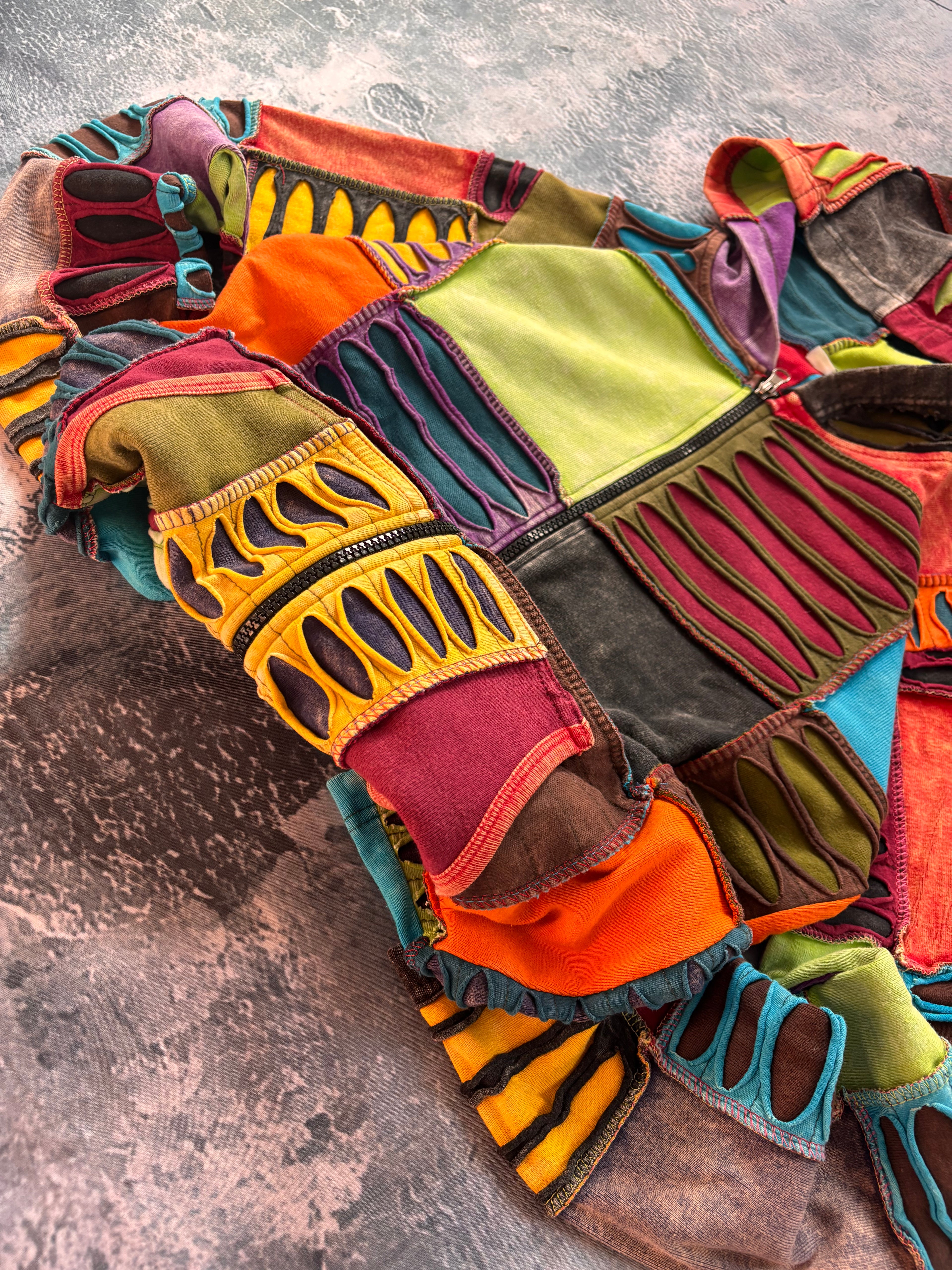 Bluza zip multicolor vintage texture