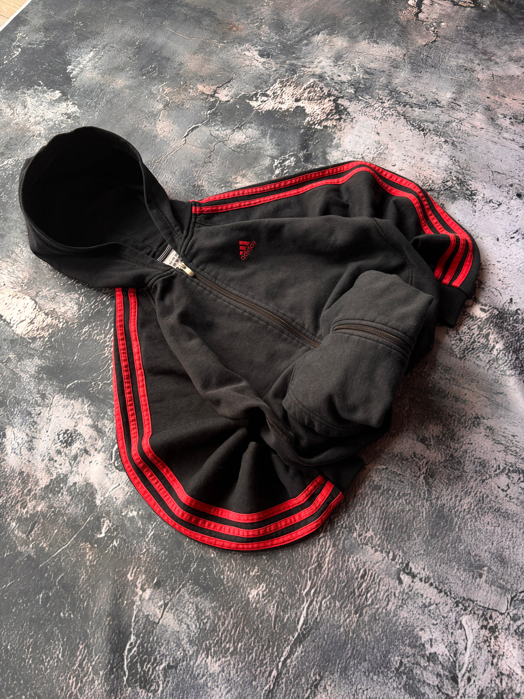 BLUZA HOODIE ADIDAS CZARNA OVOERSIZE W PASKI KLASYK