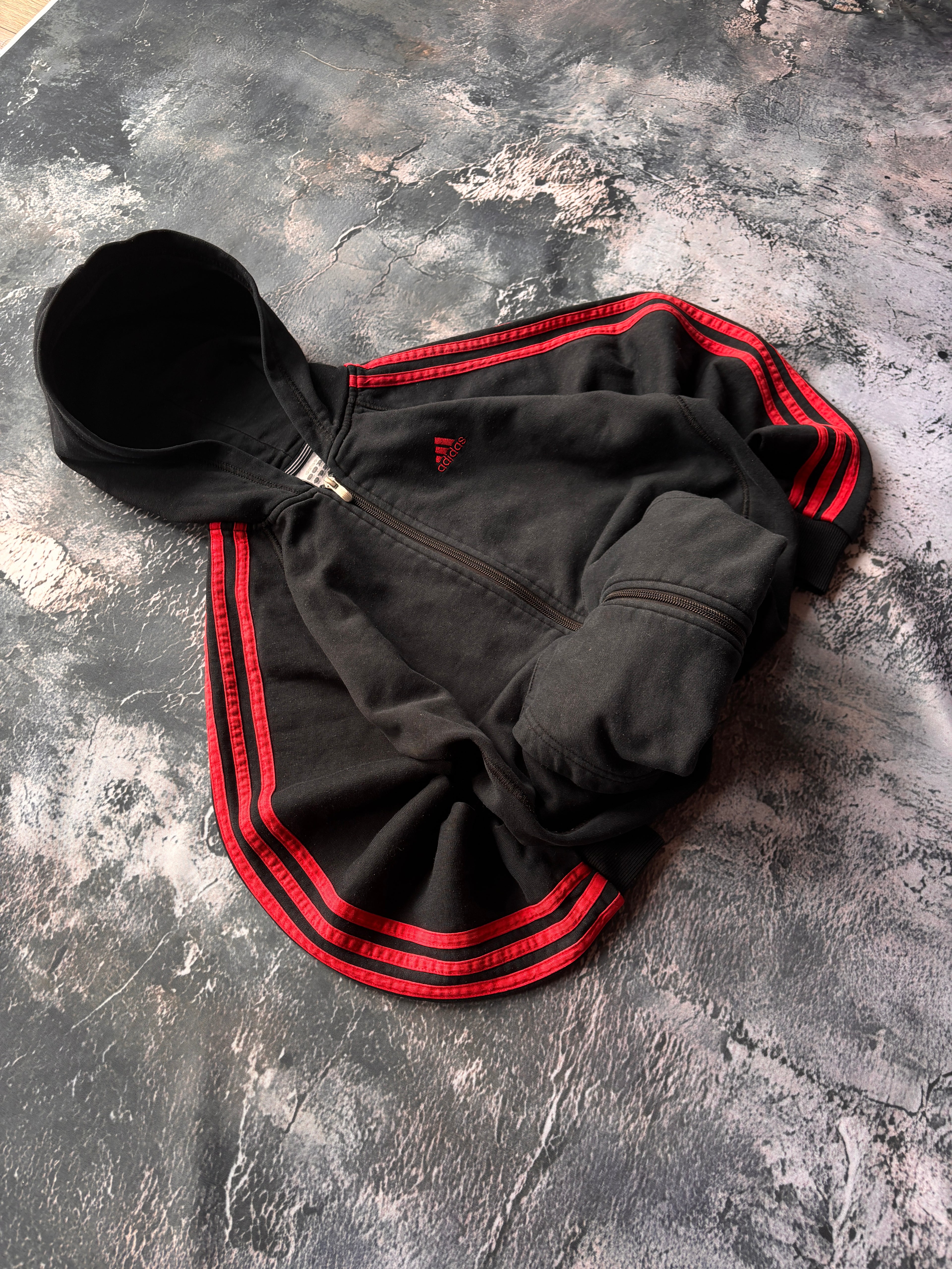 BLUZA HOODIE ADIDAS CZARNA OVOERSIZE W PASKI KLASYK