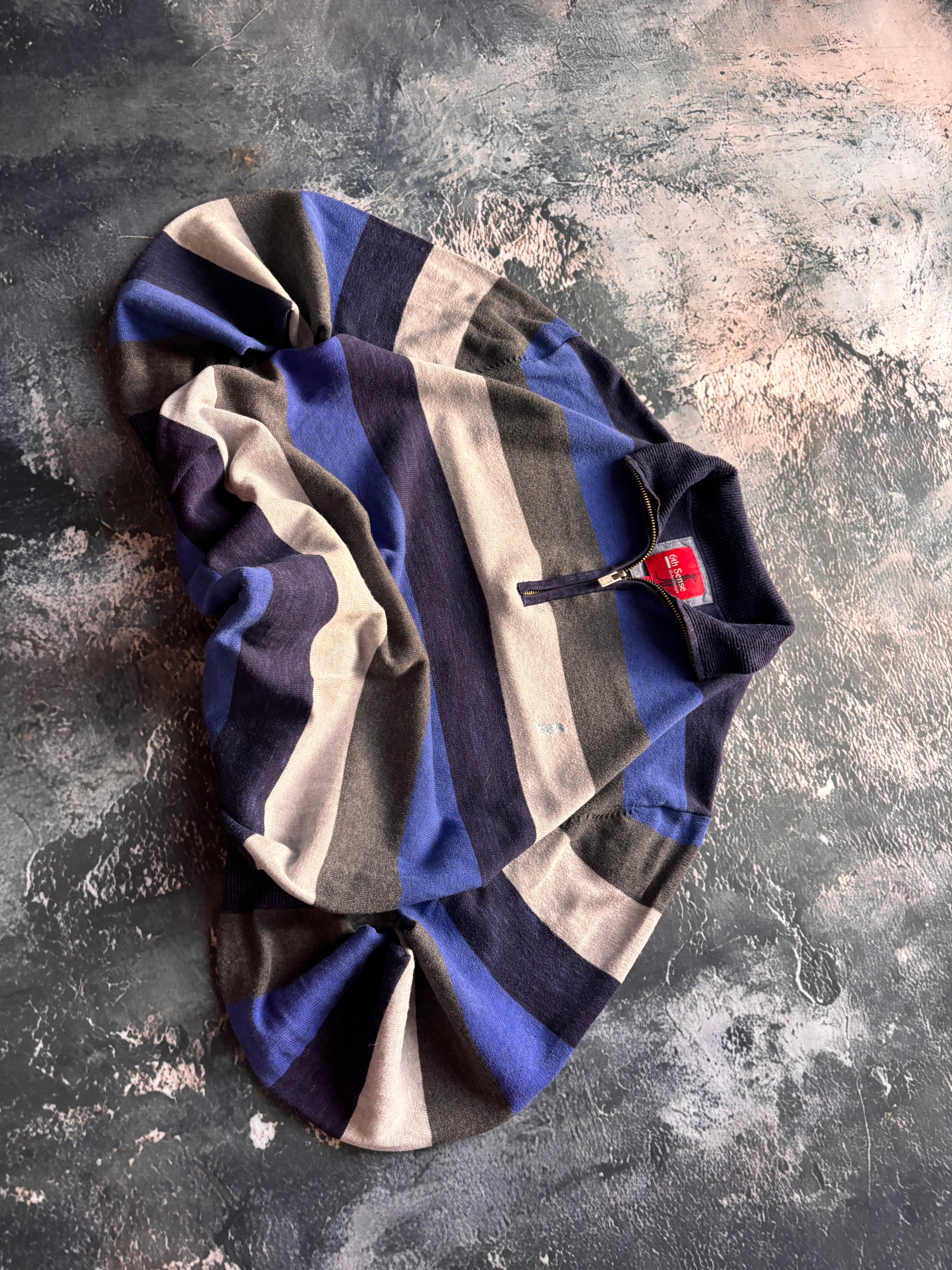 Zip polo bluza niebiesko szara