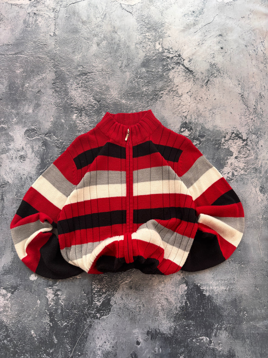 bluza zip w paski czerwona