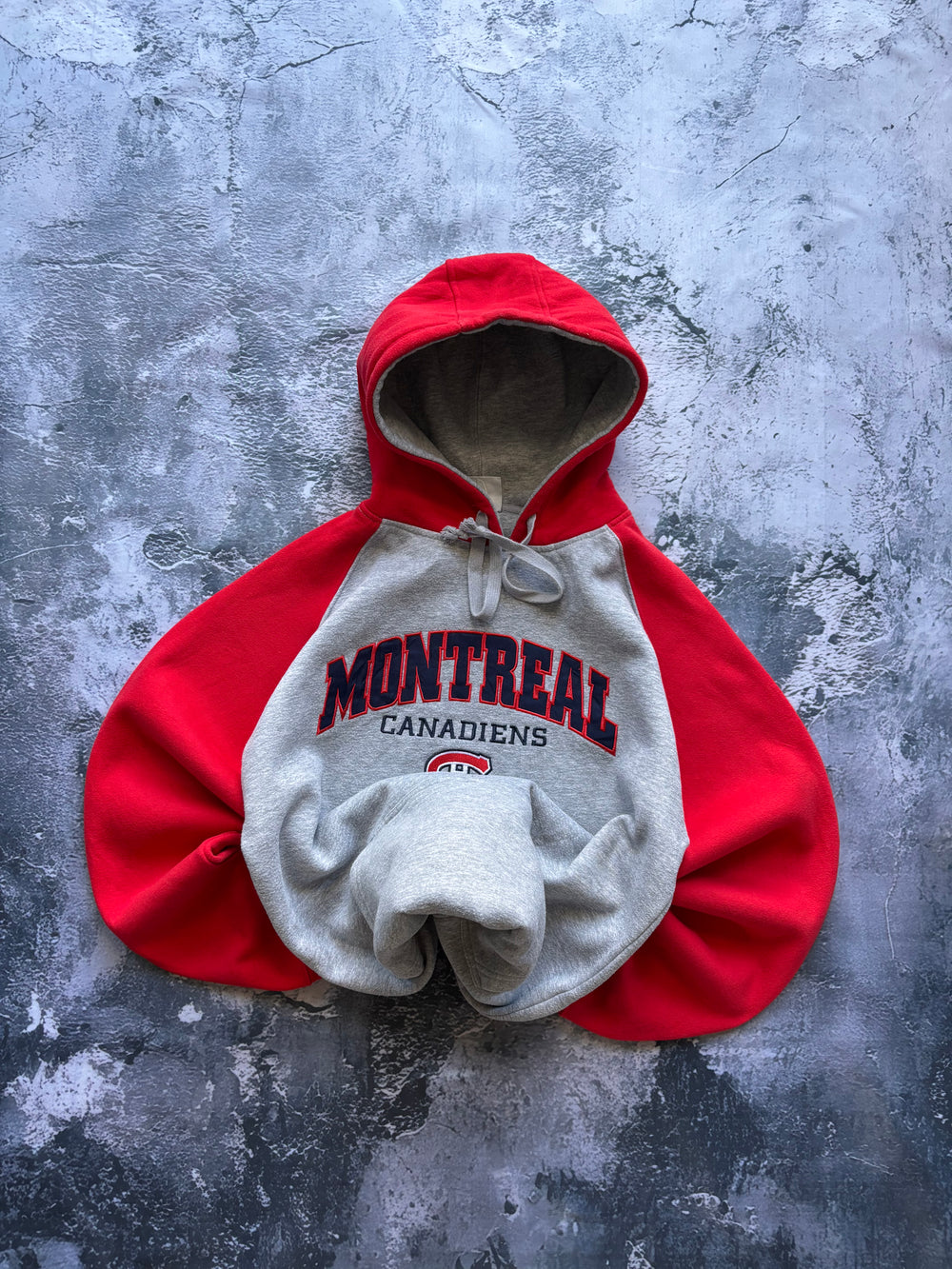 Bluza hoodie szaro czerwona vintage MONTREAL oversize