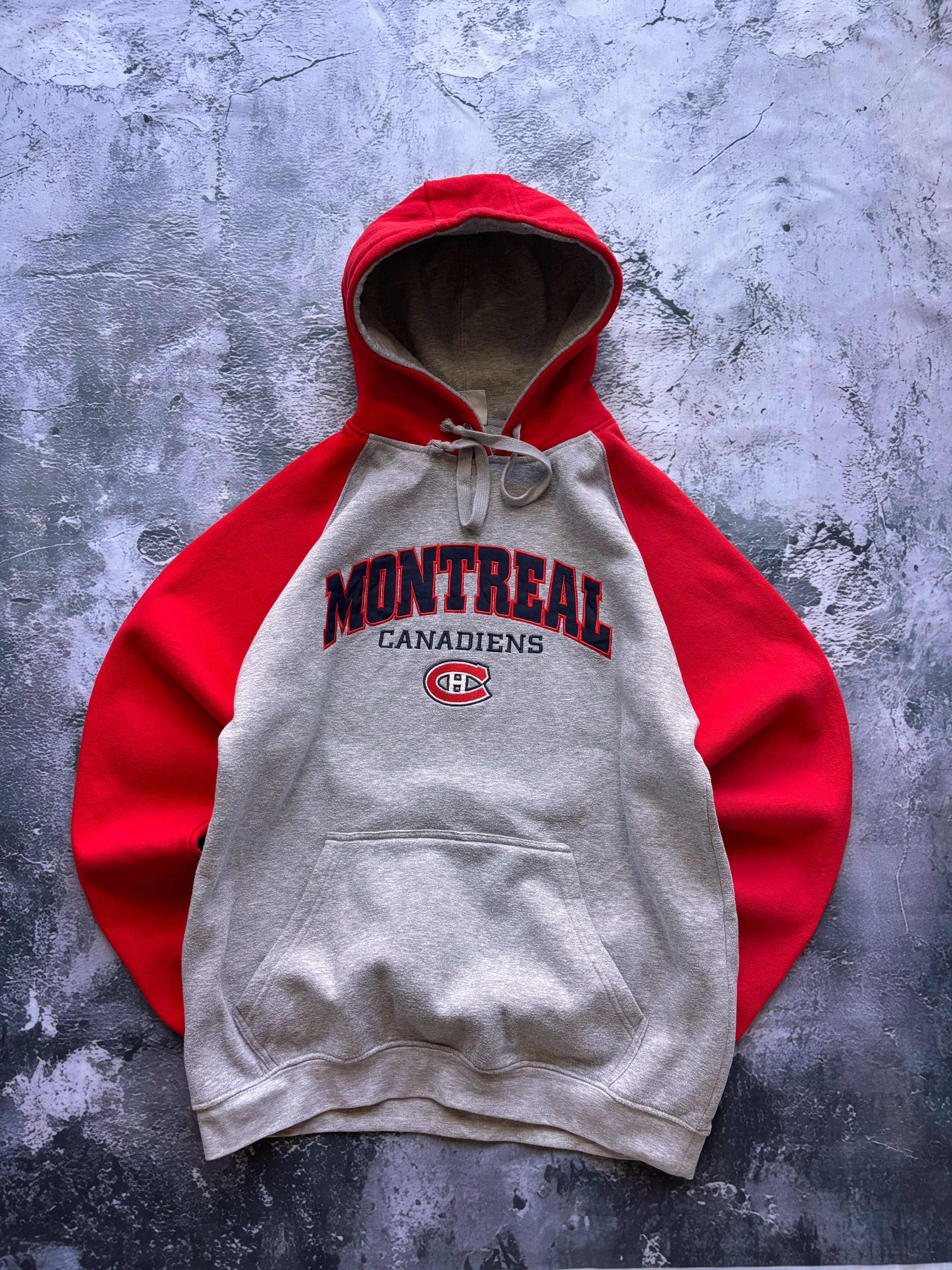 Bluza hoodie szaro czerwona vintage MONTREAL oversize