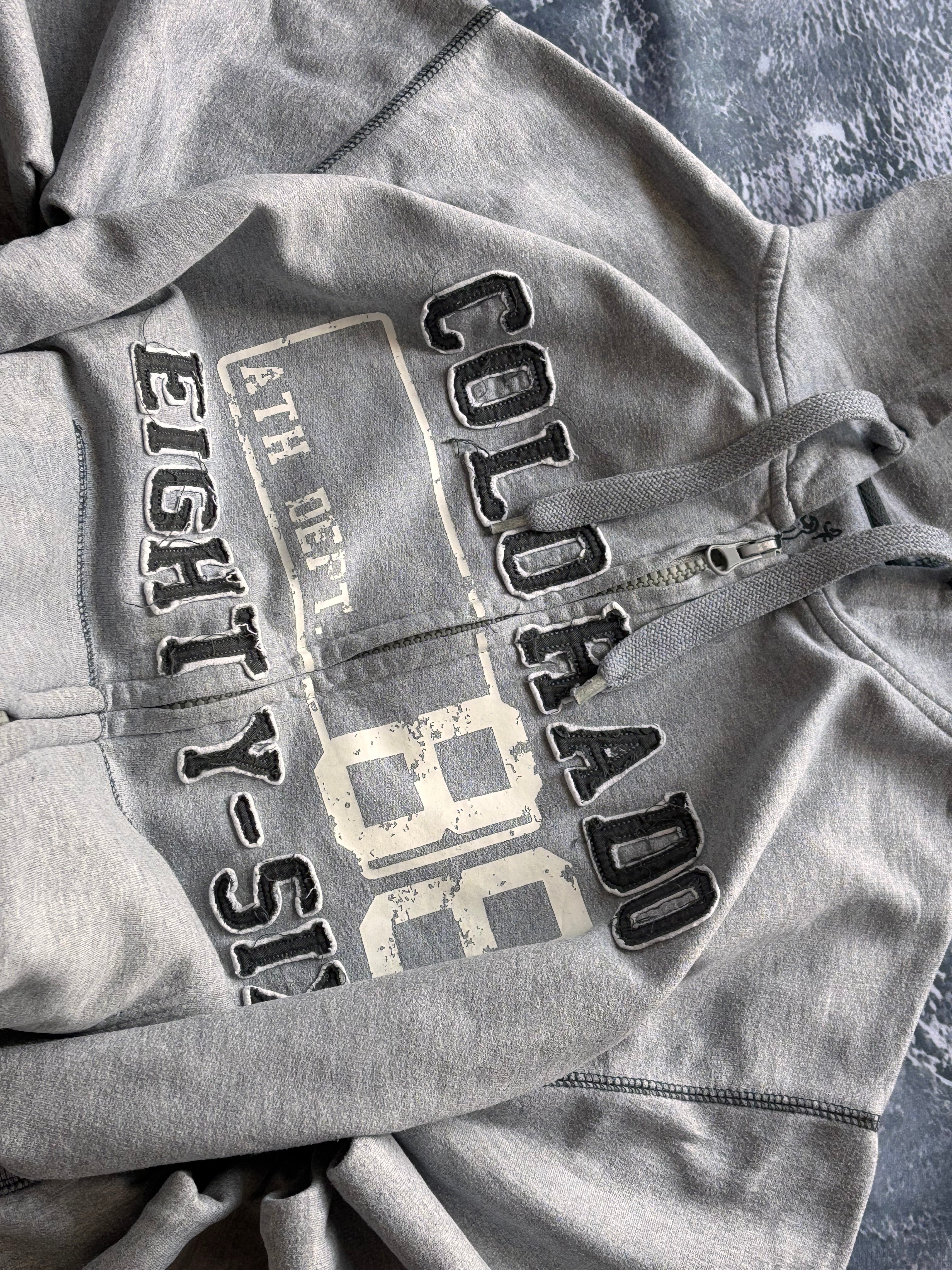 BLUZA ZIP HOODIE VINTAGE Y2K RETRO szara basic oversize