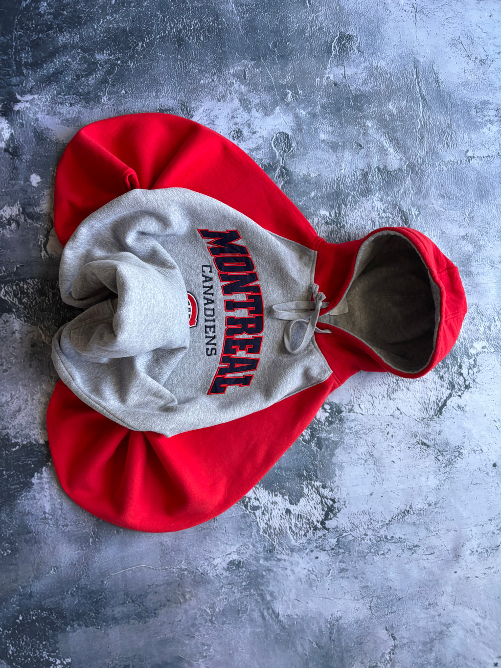 Bluza hoodie szaro czerwona vintage MONTREAL oversize