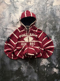 bluza zip hoodie czerwono biała w paski vintage