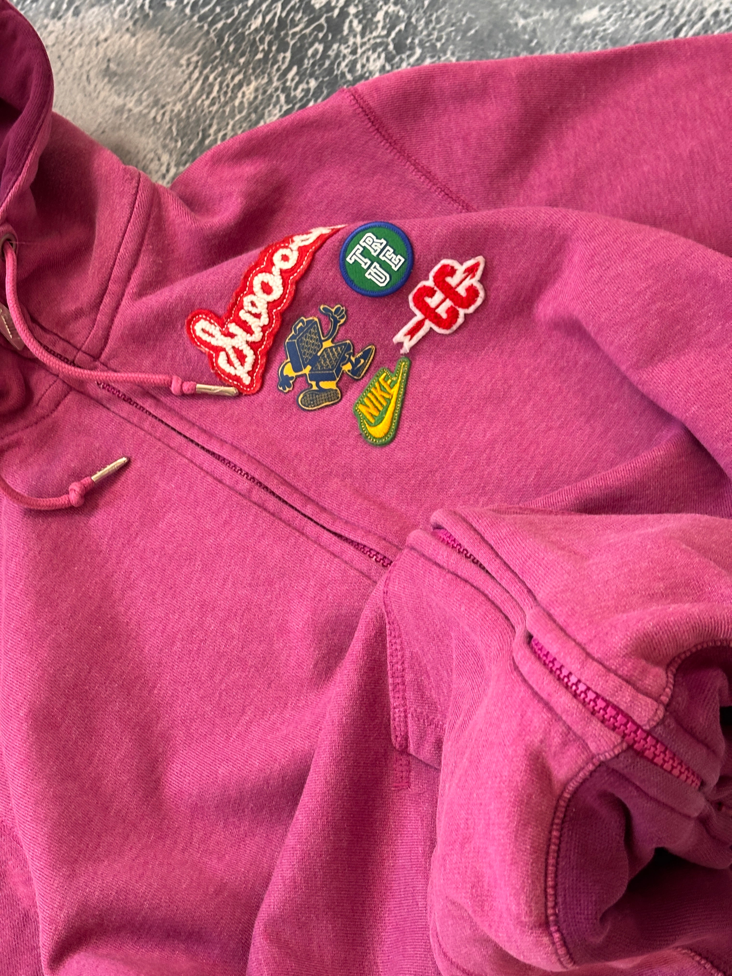 Bluza zip hoodie różowa hafty nike oversize retro vintage