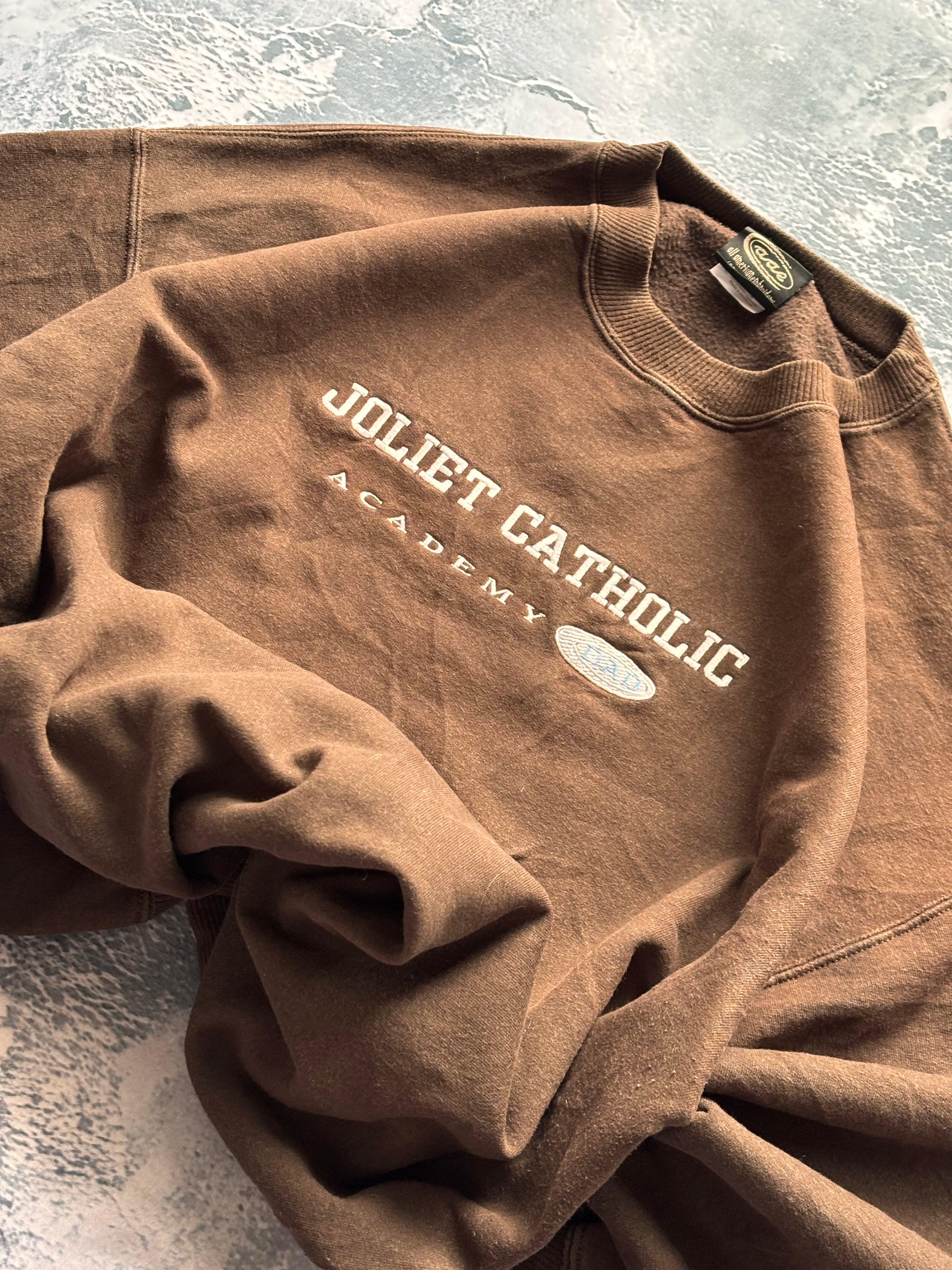 Bluza crewneck oversize boxy w stylu vintage oldschool retro 90s american college brown