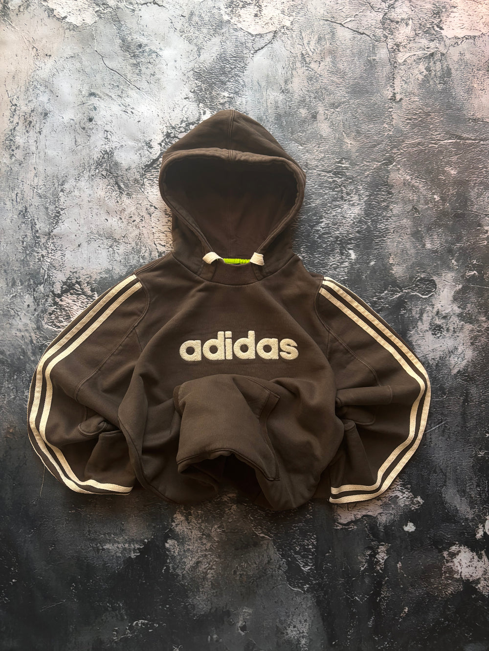 Bluza hood Adidas brown oversize big logo vintage usa streetwear