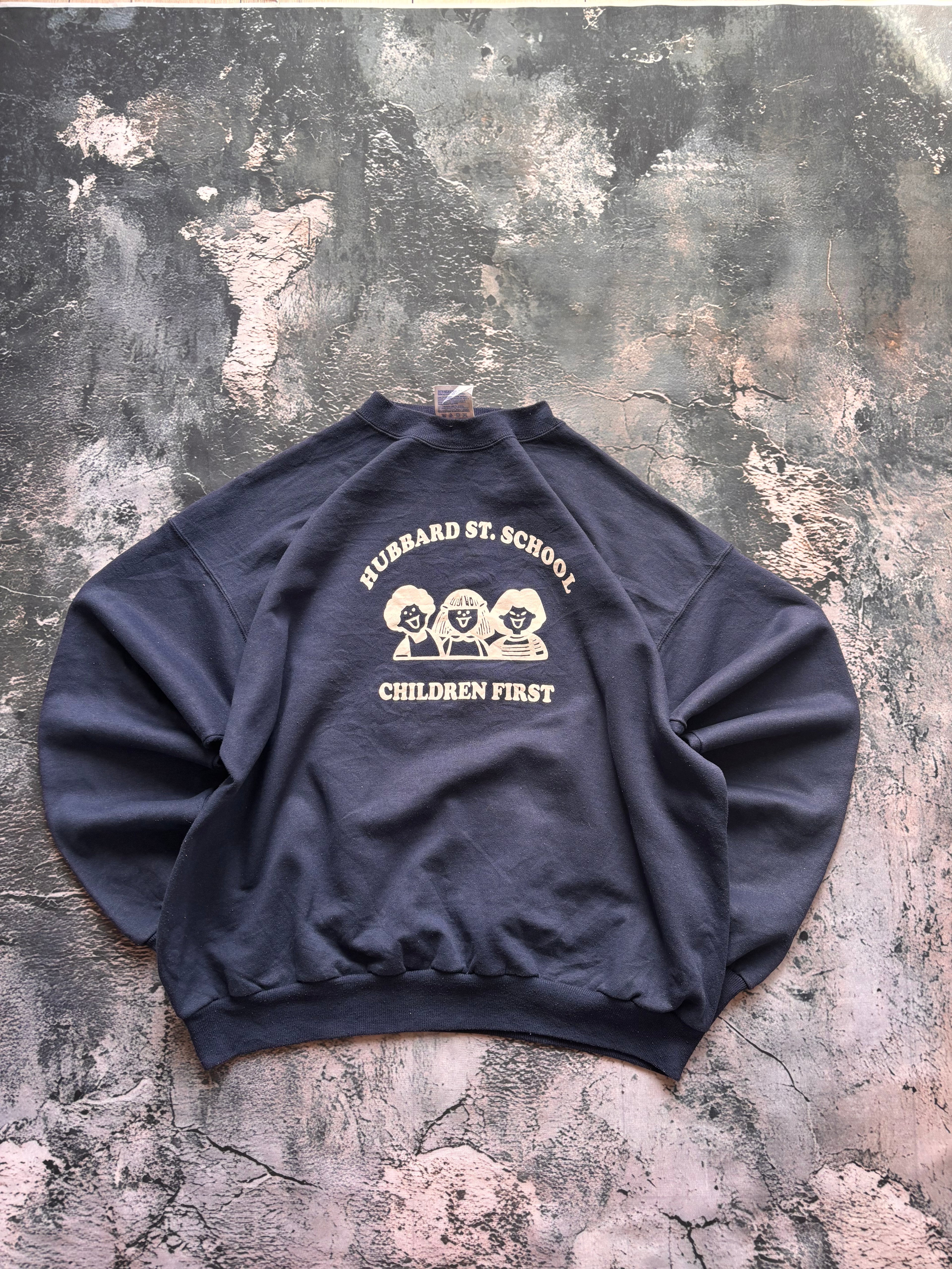 Bluza crewneck school print oversize boxy vintage oldschool retro 90s americana streetwear