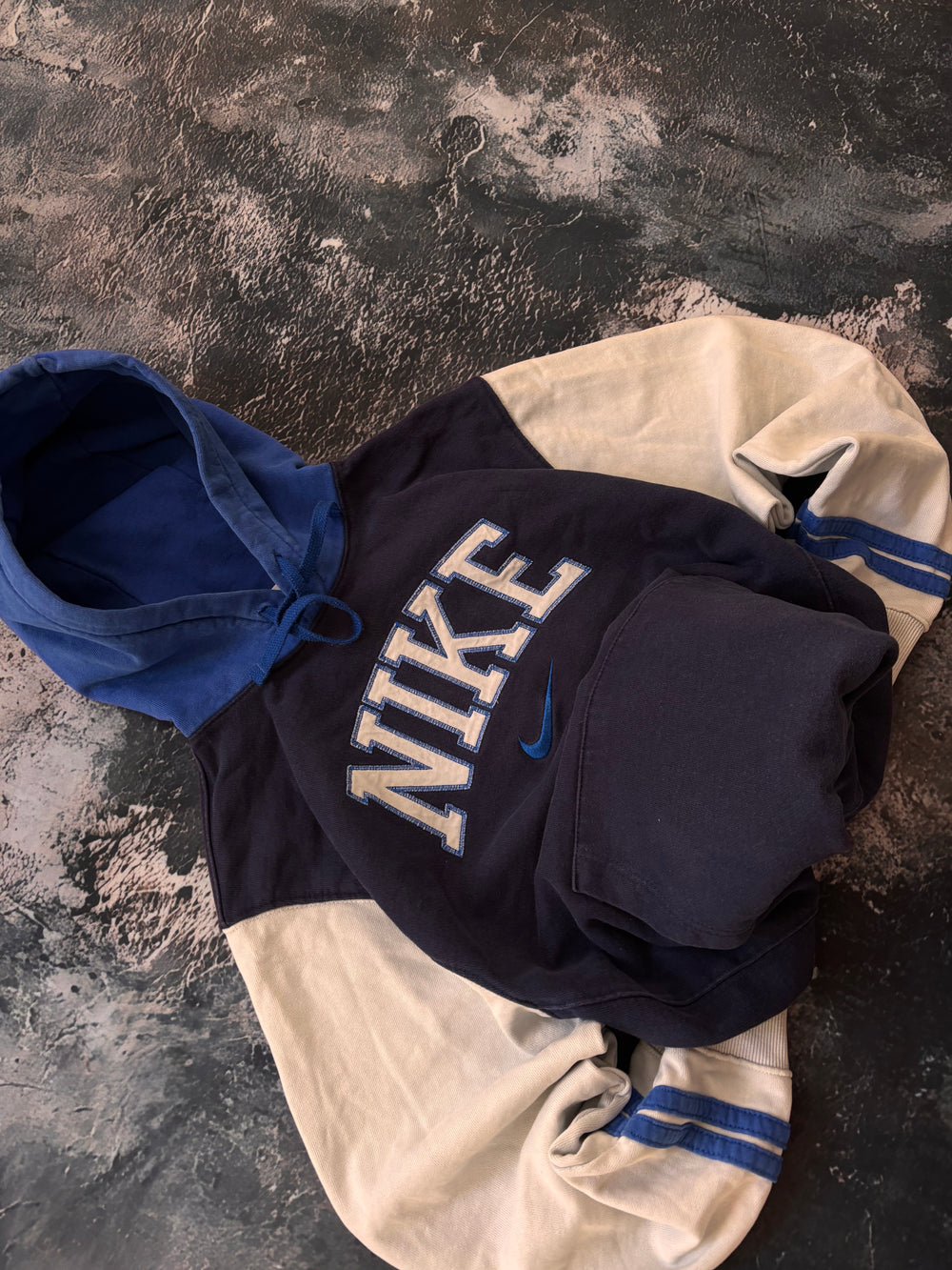 Nike hoodie vintage niebieska big logo 90s   oversize