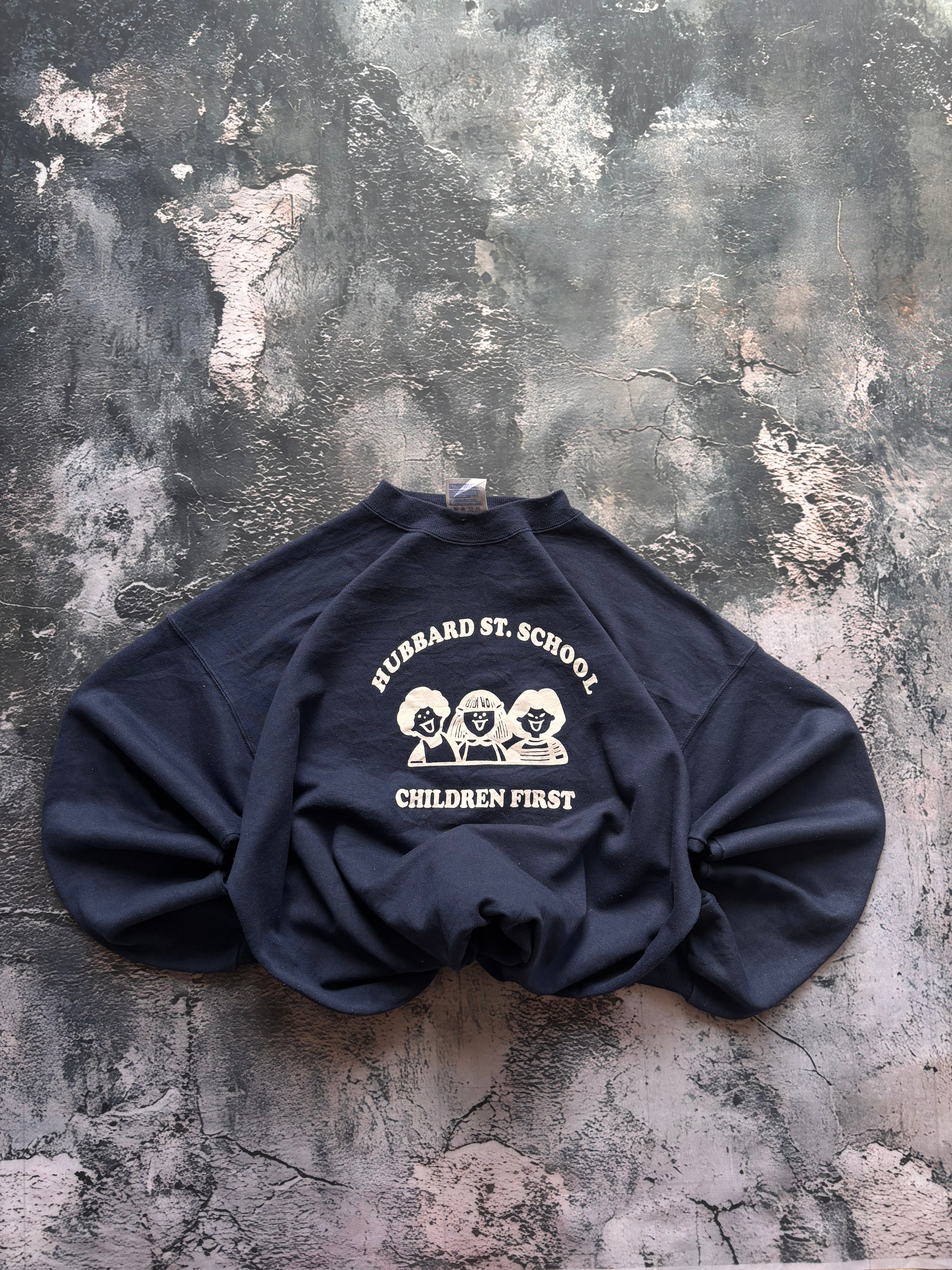 Bluza crewneck school print oversize boxy vintage oldschool retro 90s americana streetwear