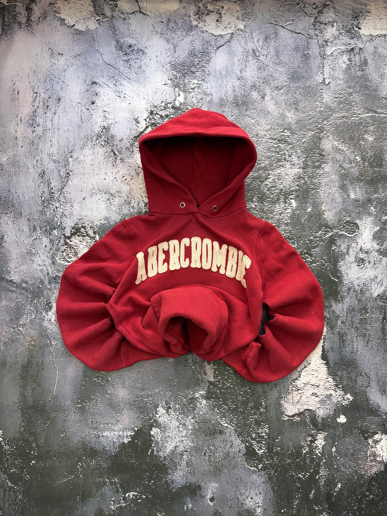 BLUZA HOODIE ABERCROMBIE VINTAGE RETRO RED PROSTY KRÓJ
