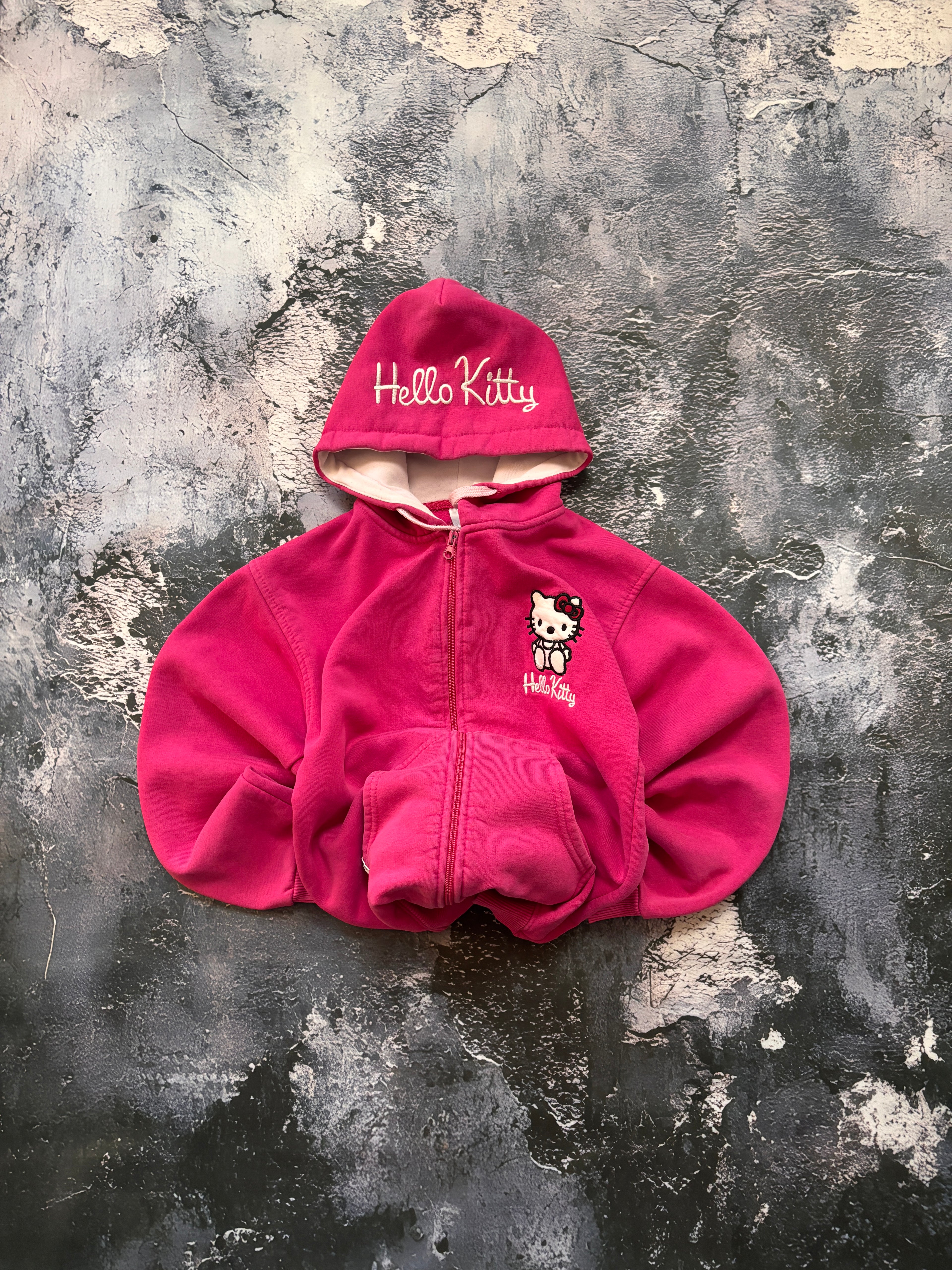 bluza hoodie zip pink HELLO KITTY HAFT unikat vintage