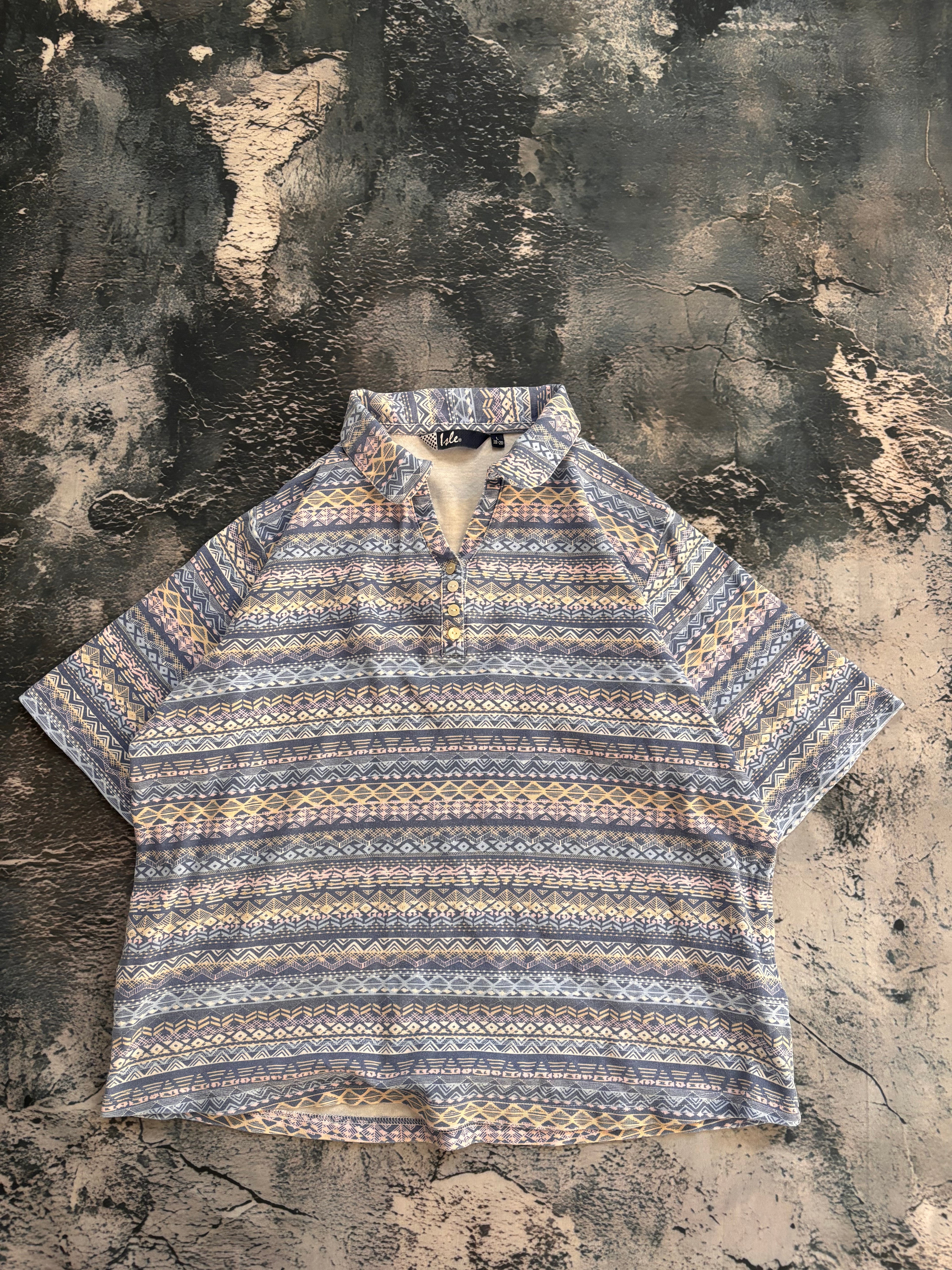 Koszulka t shirt vintage multicolor niebieska we wzory