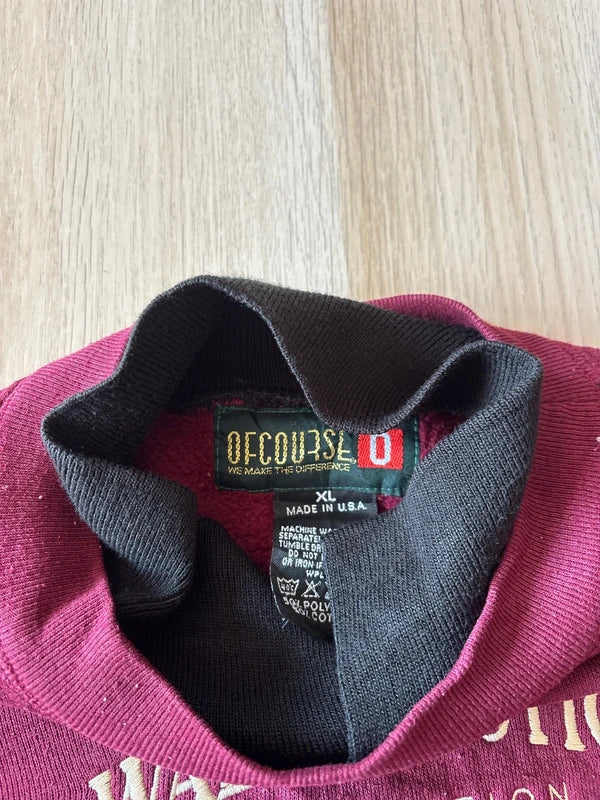 Bluza crewneck burgund haft oversize vintage oldschool 90s made in USA streetwear