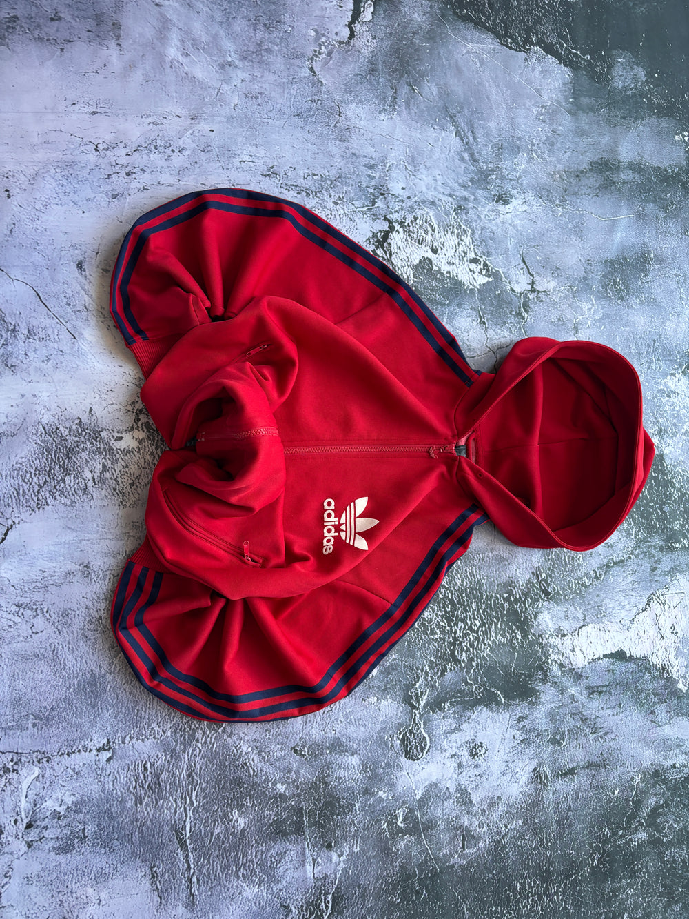 BLUZA ZIP HOODIE ADIDAS KLASYCZNA VINTAGE RED