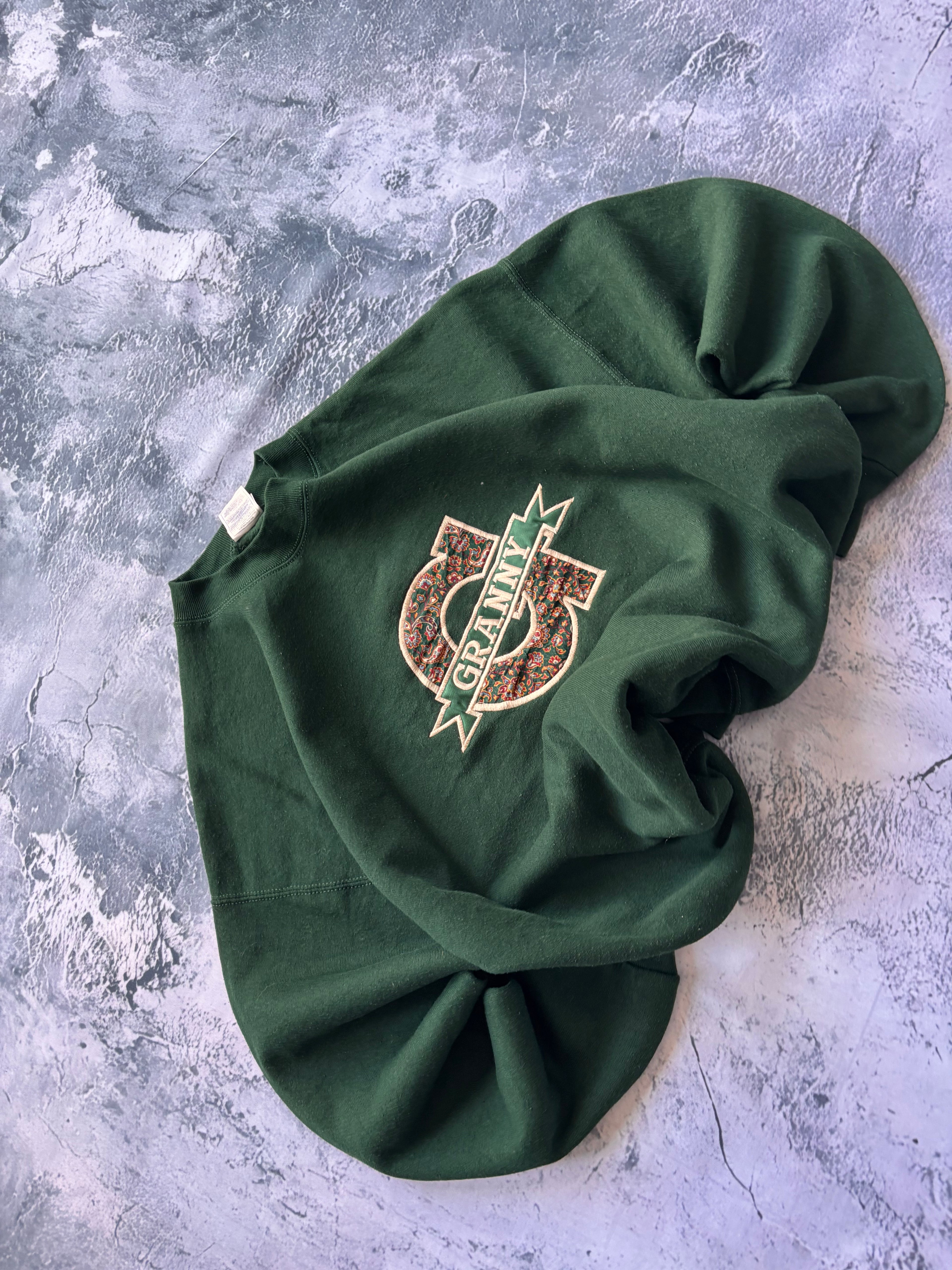 bluza crewneck GRANNY HAFT vintage ciemnozielona