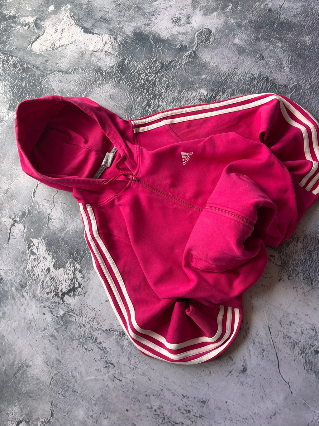 bluza zip hoodie ADIDAS w paski klasyk prosty krój pink