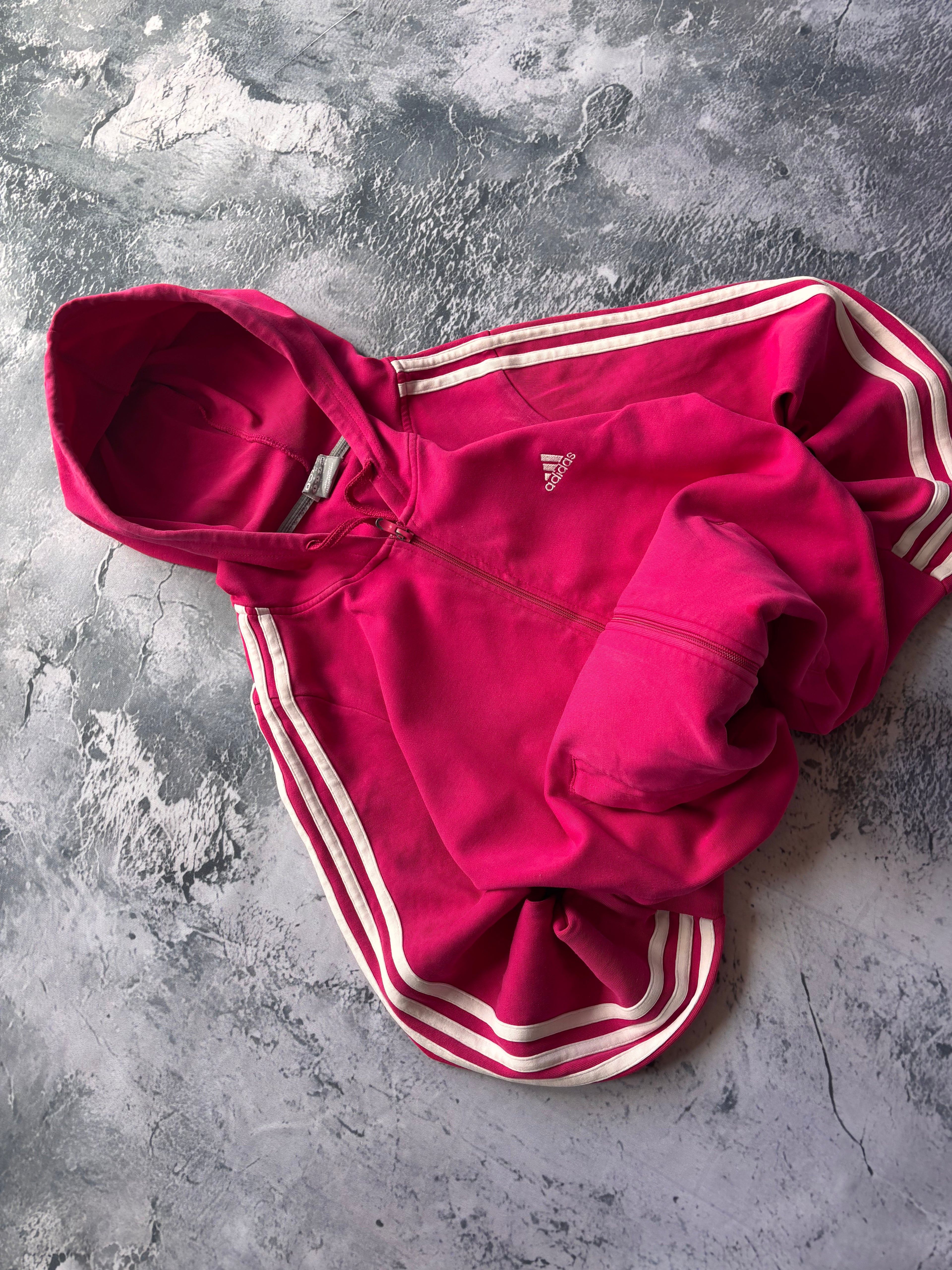 bluza zip hoodie ADIDAS w paski klasyk prosty krój pink