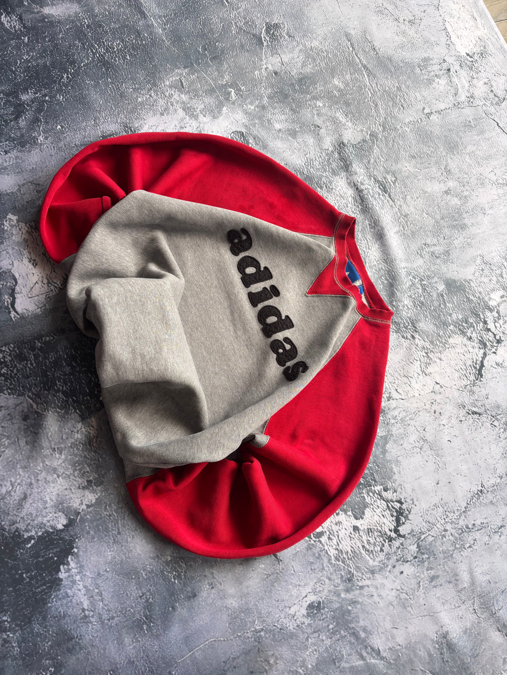 Bluza hoodie crewneck ADIDAS szaro czerwony