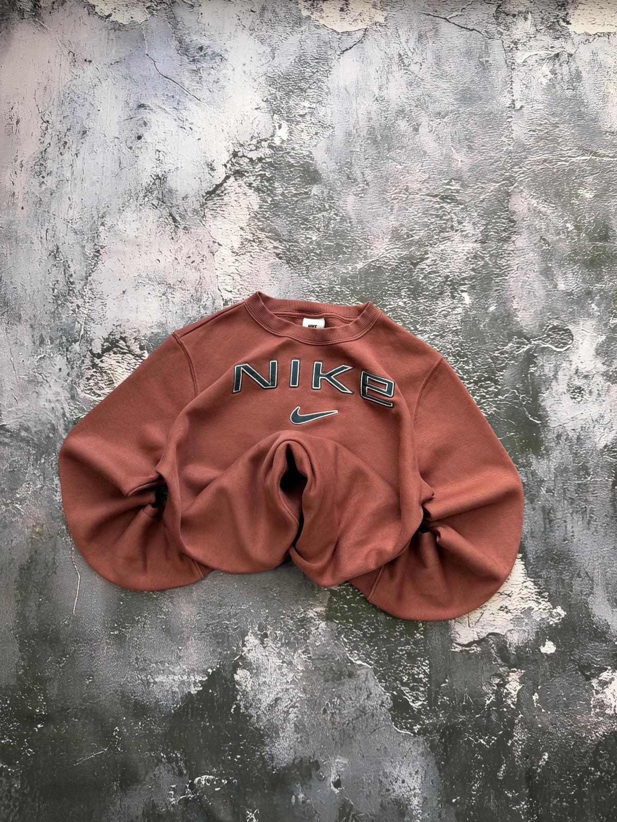 BLUZA HOODIE CREWNECK RETRO AMERICAN STREETWEAR HAFT UNIKAT BROWN JESIEŃ