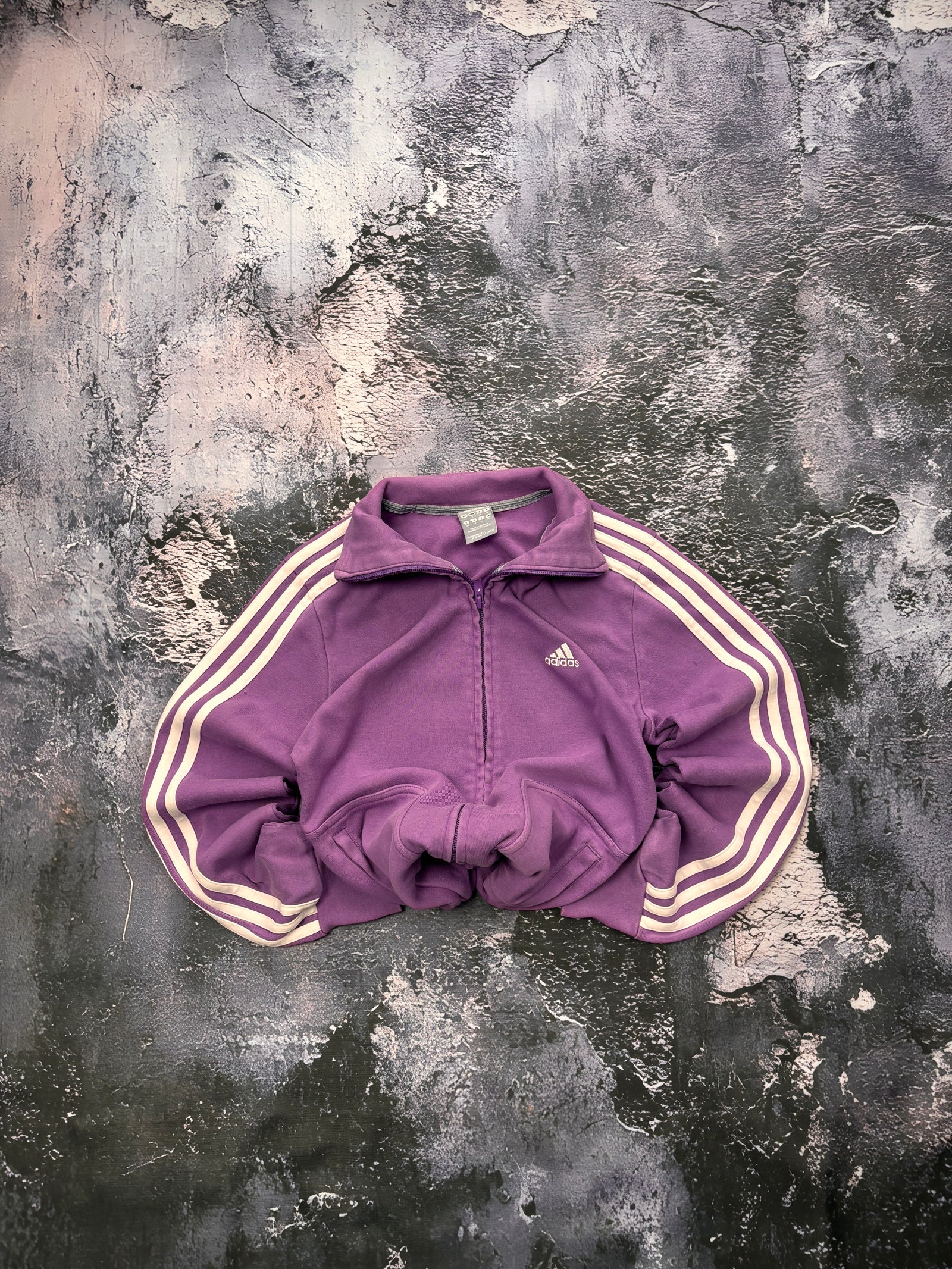 KLASYCZNA ZIP BLUZA ADIDAS FIOLETOWA VINTAGE PROSTY KRÓJ