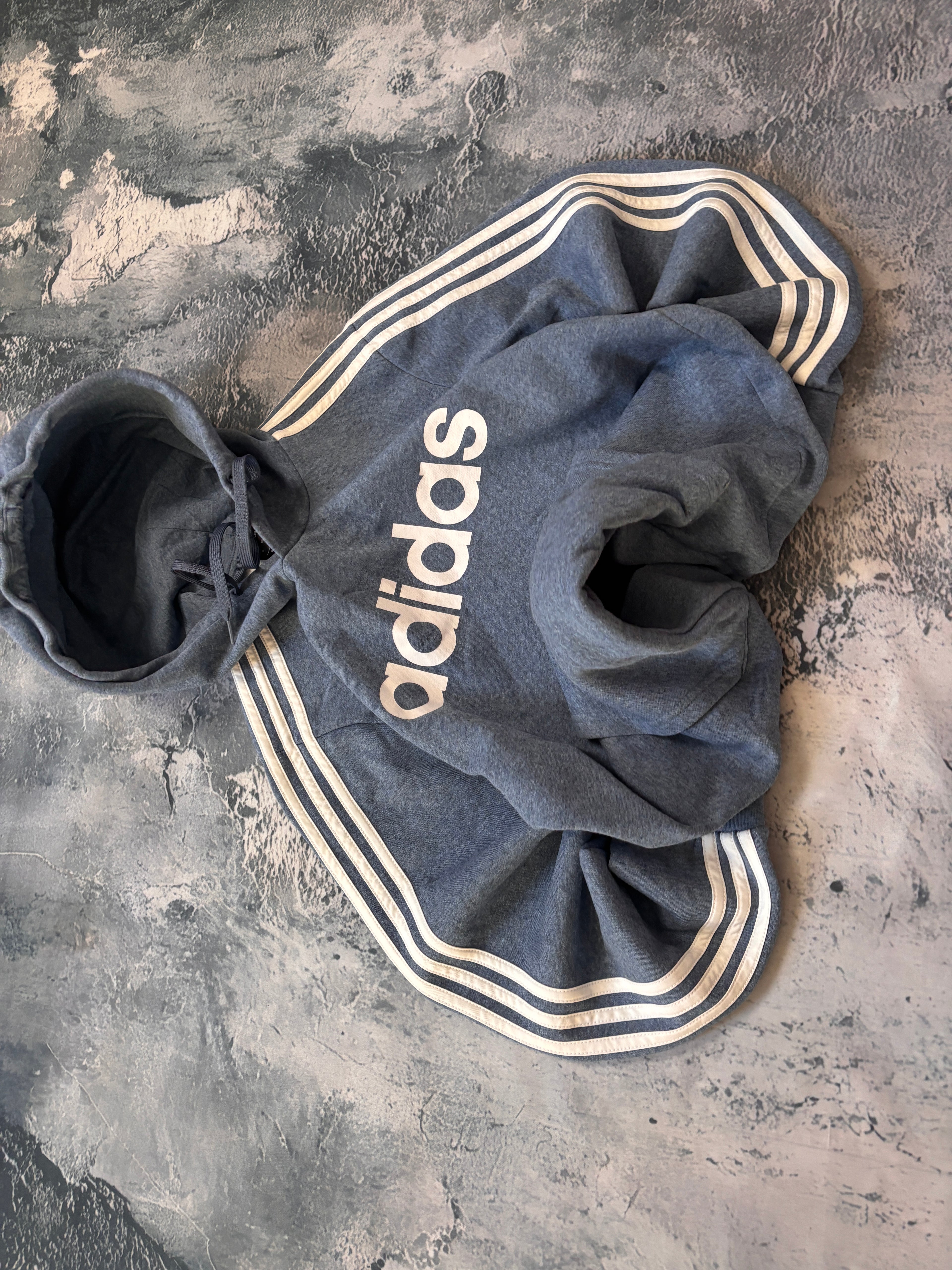 bluza hoodie Adidas big logo blue w paski viral