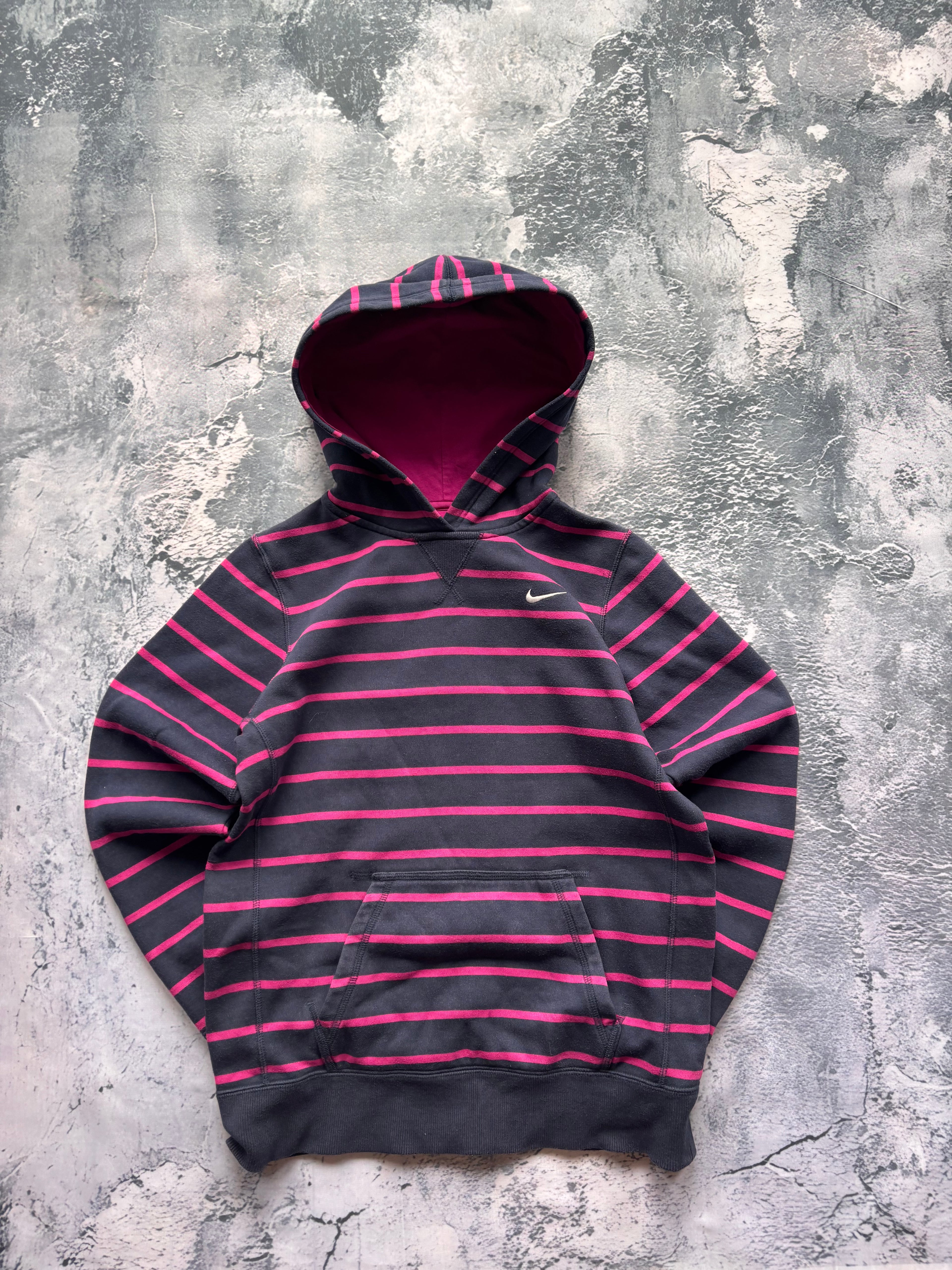 Bluza hoodie Nike w paski czarna prosty krój vintage retro unikat