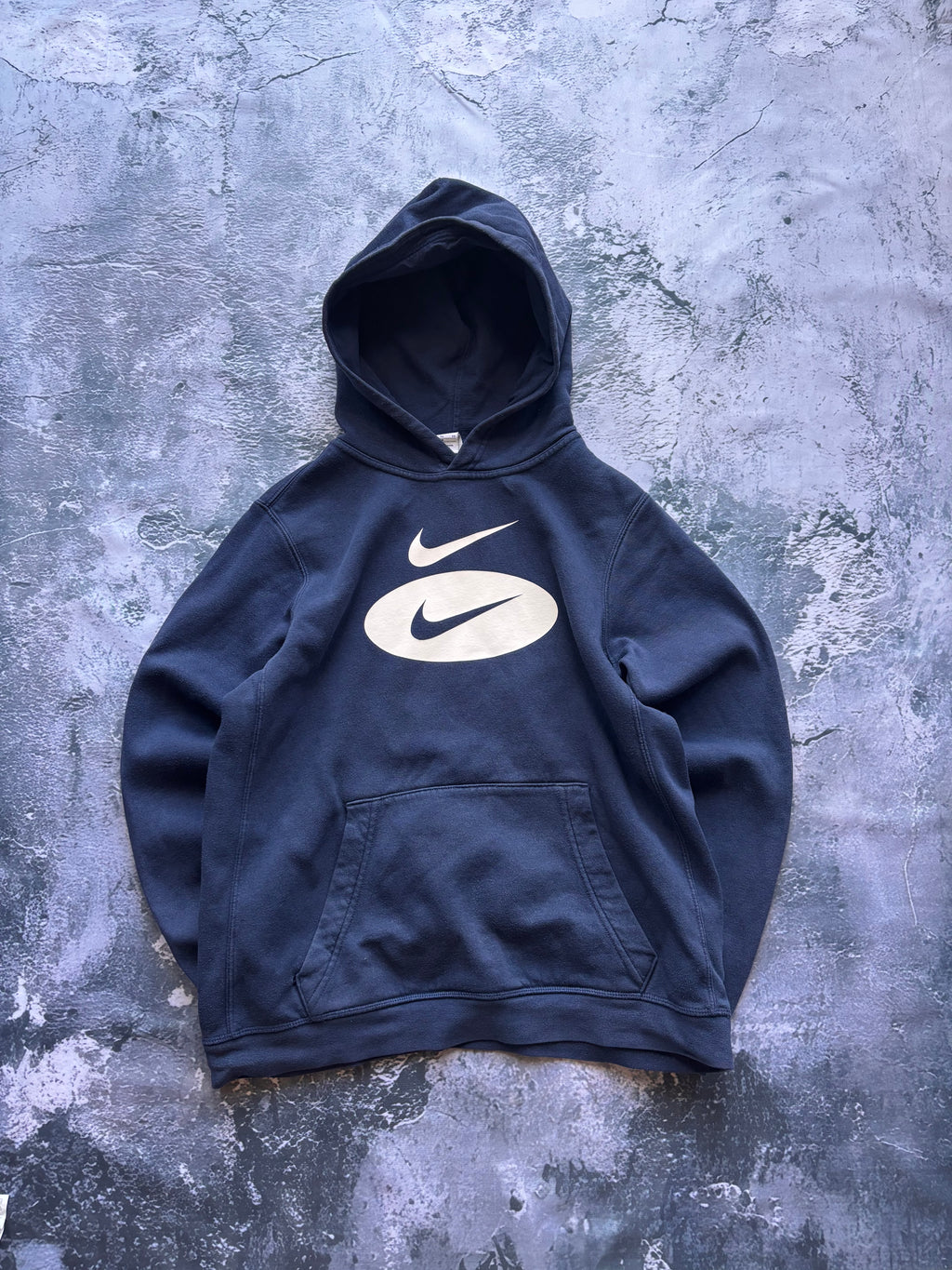 Bluza hoodie nike granatowa prosty krój vintage retro 200s big logo