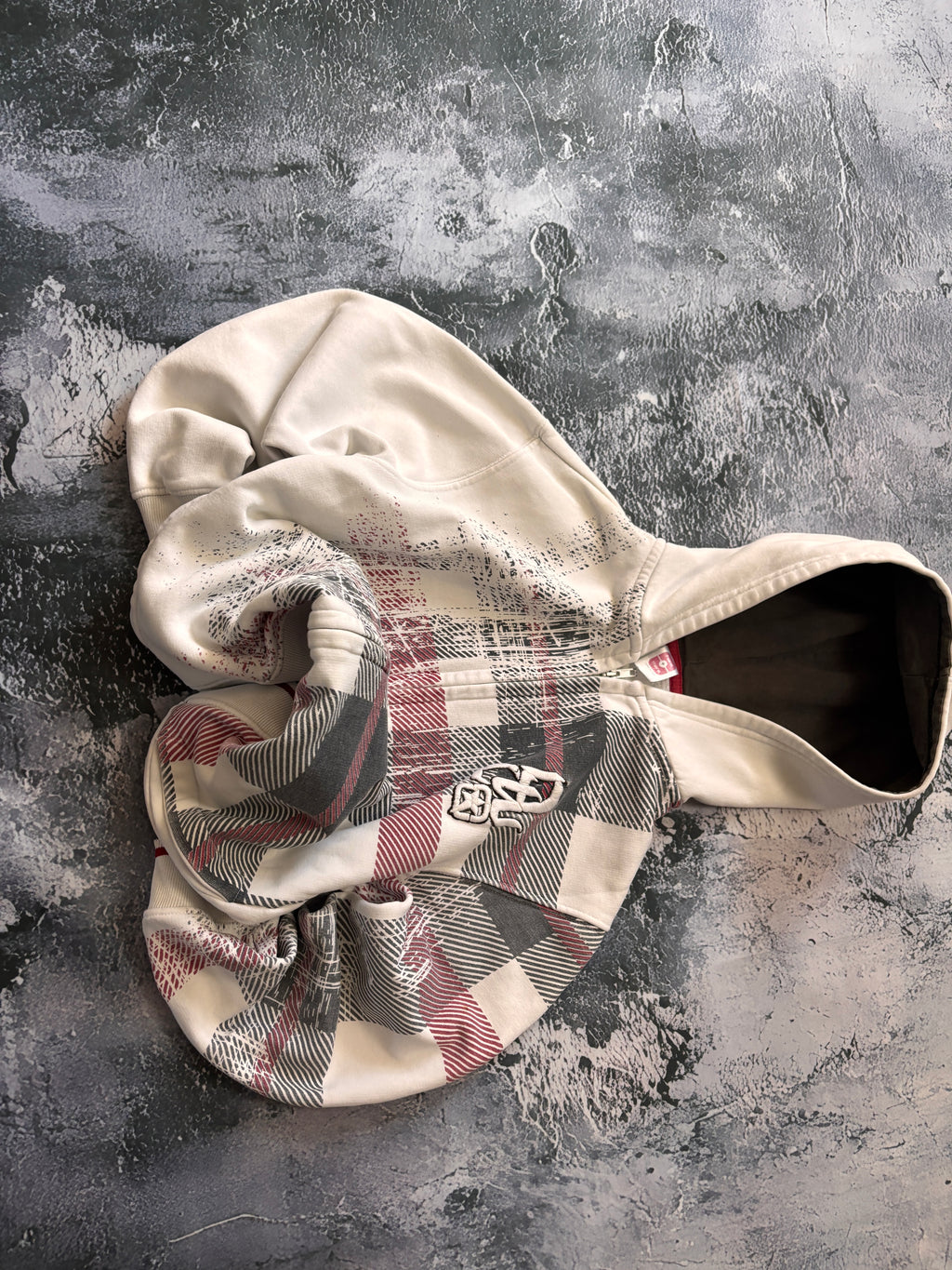bluza zip hoodie w krate prosty krój unikat