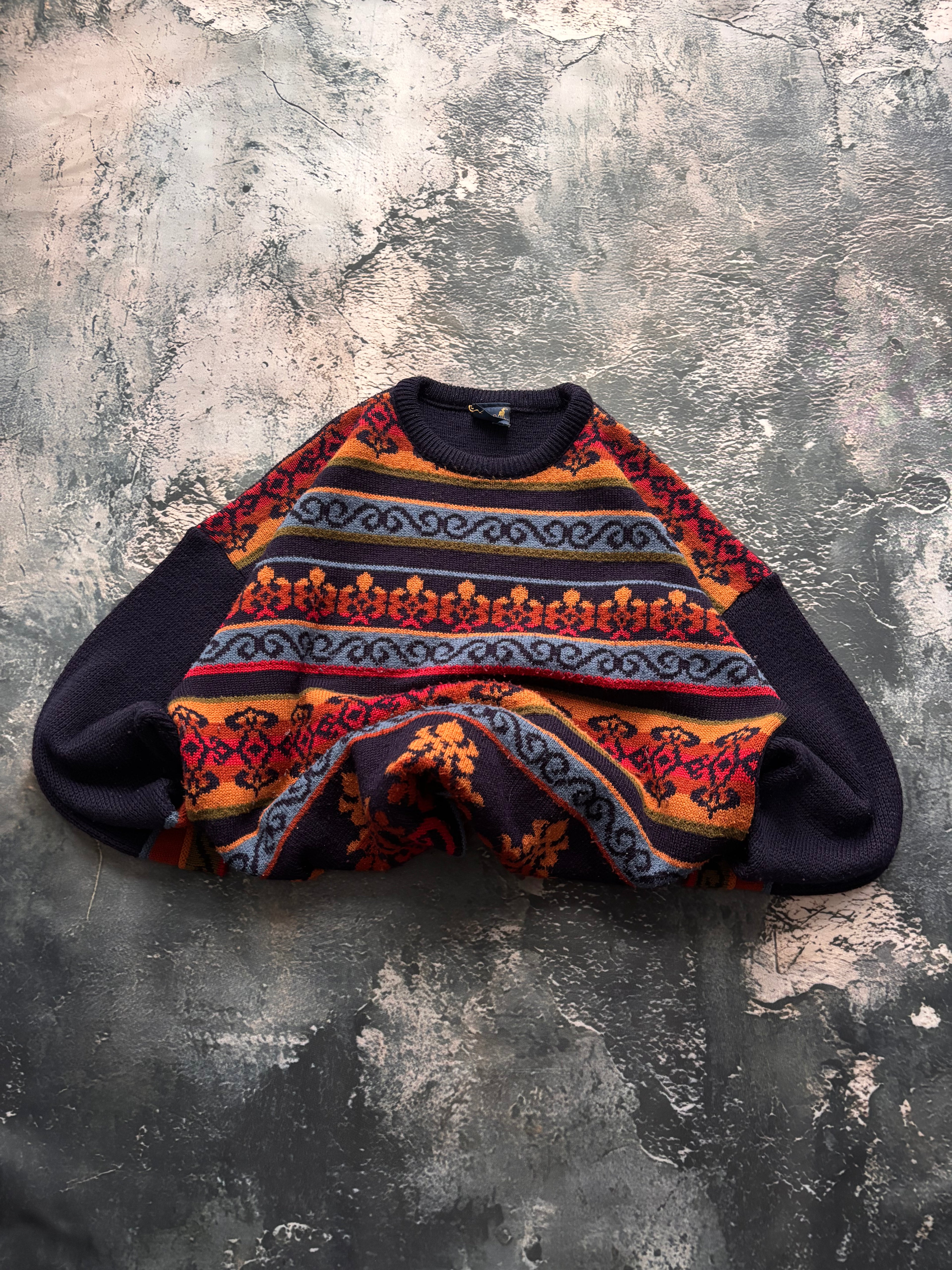 Sweter we wzory multicolor oversize