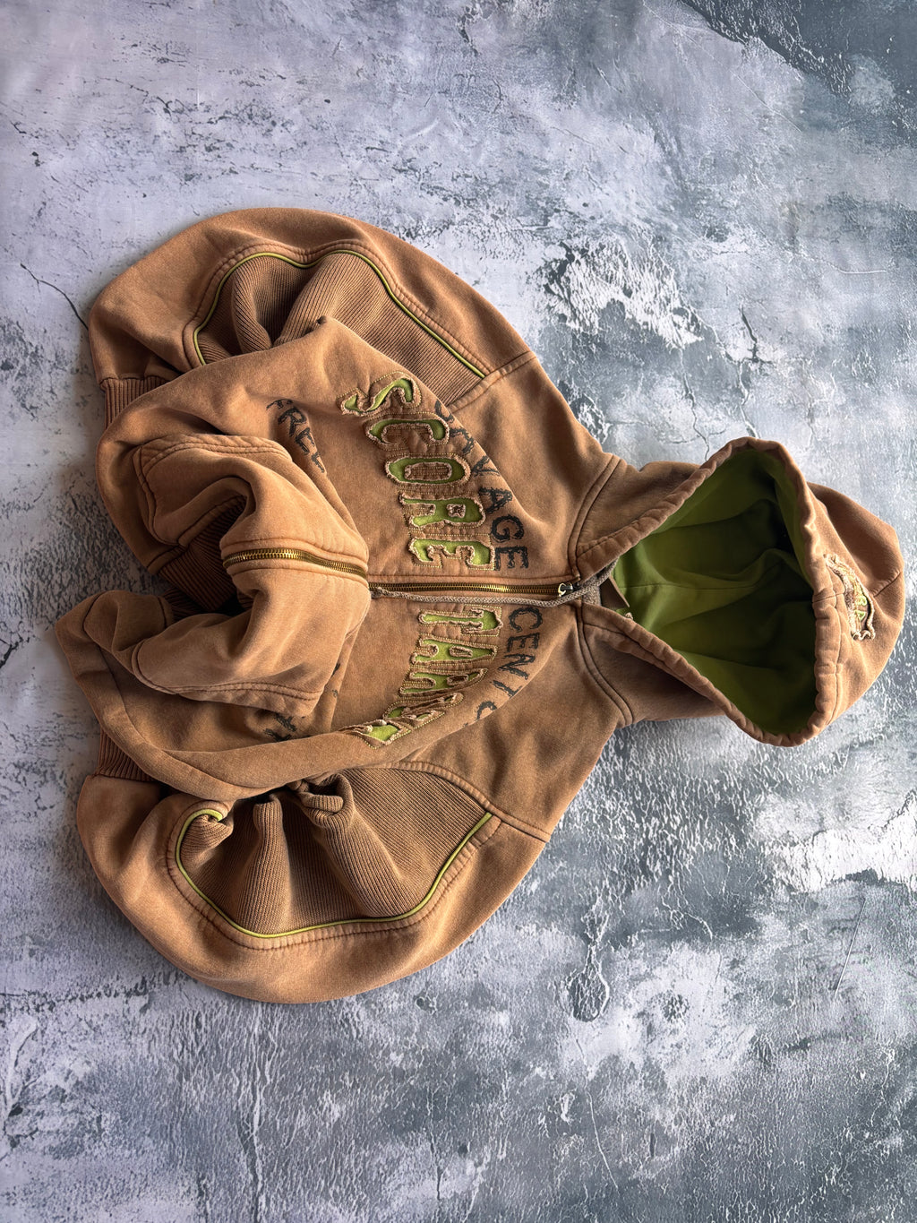 Bluza zip hoodie y2k retro unikat vintage brązowa oversize