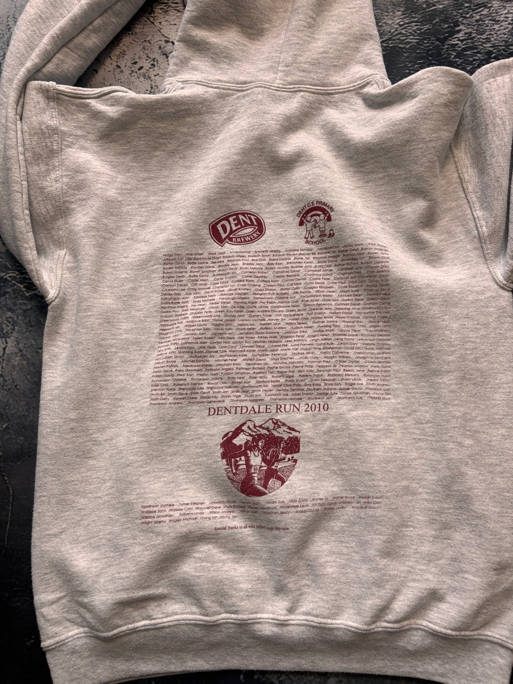 bluza hoodie szara DENTALE RUN 2010 retro american college