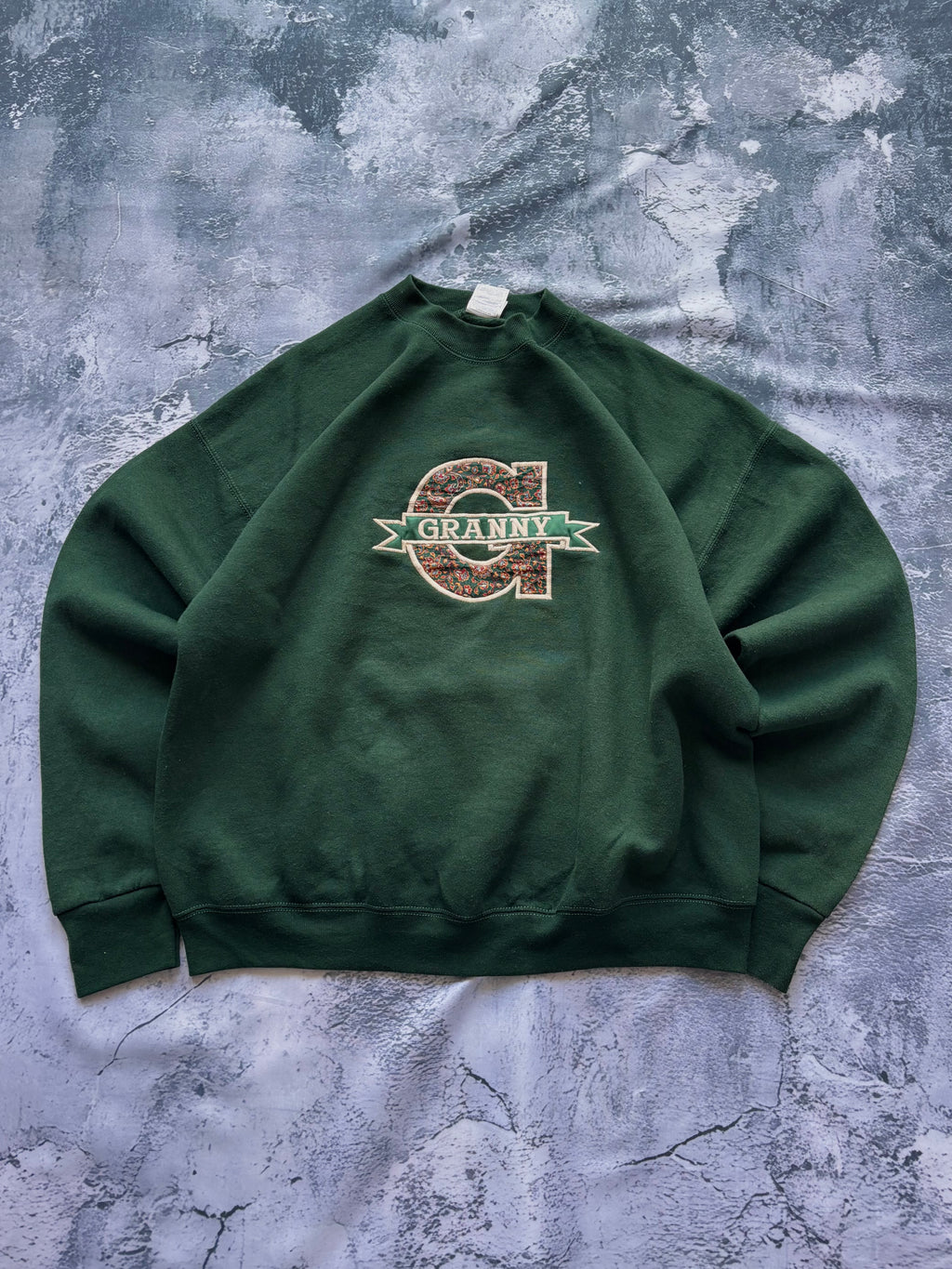 bluza crewneck GRANNY HAFT vintage ciemnozielona