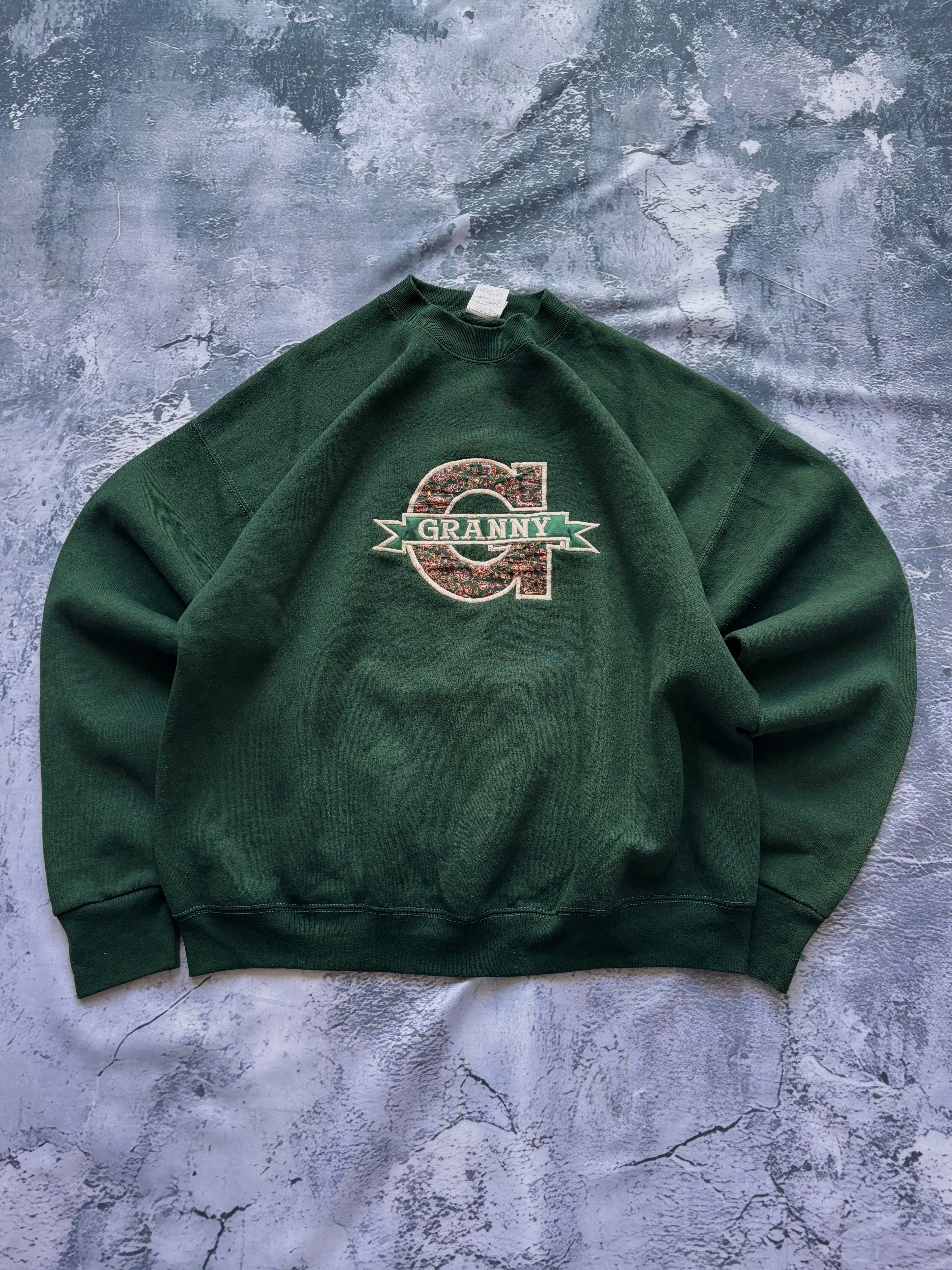 bluza crewneck GRANNY HAFT vintage ciemnozielona
