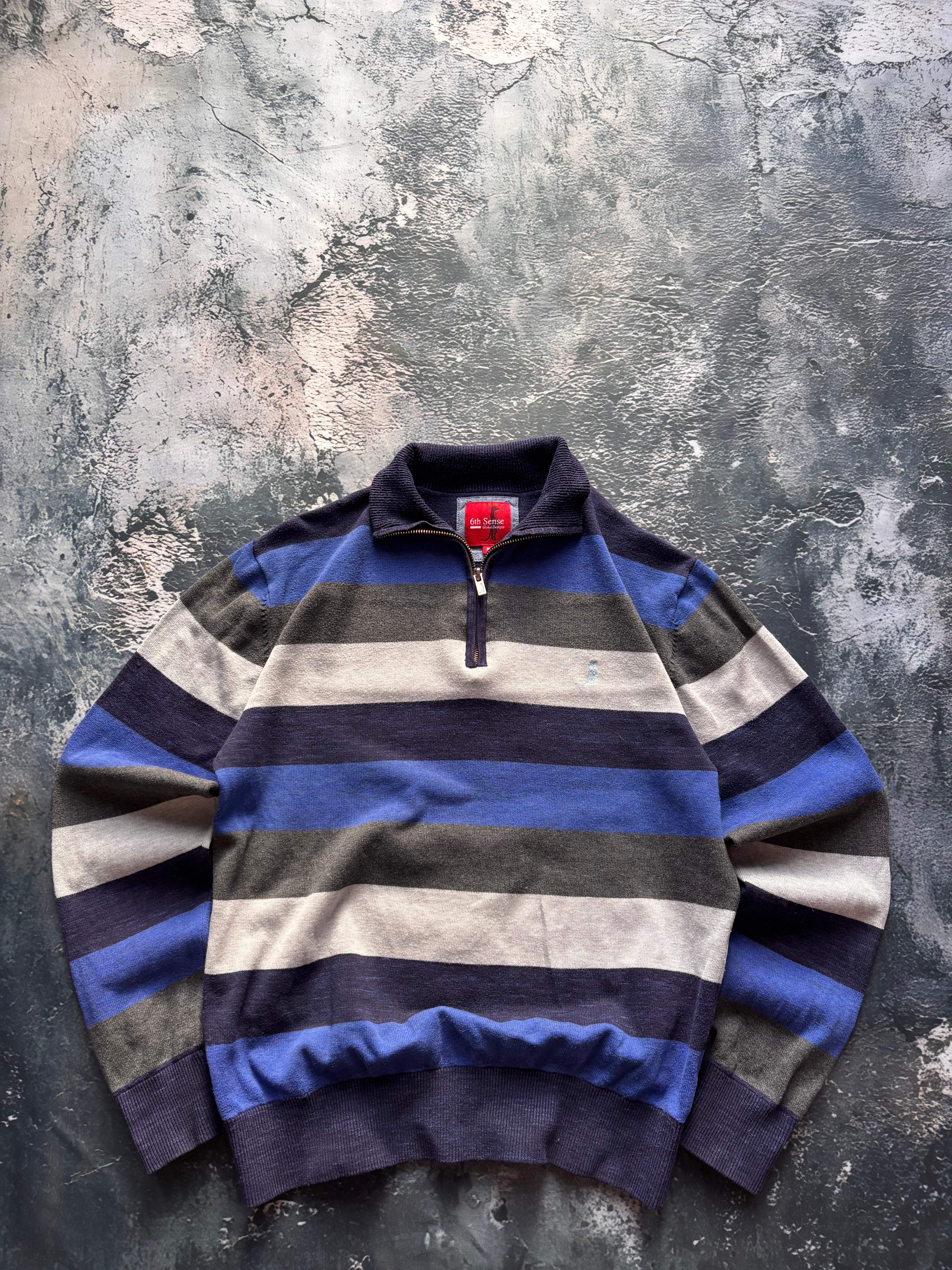 Zip polo bluza niebiesko szara