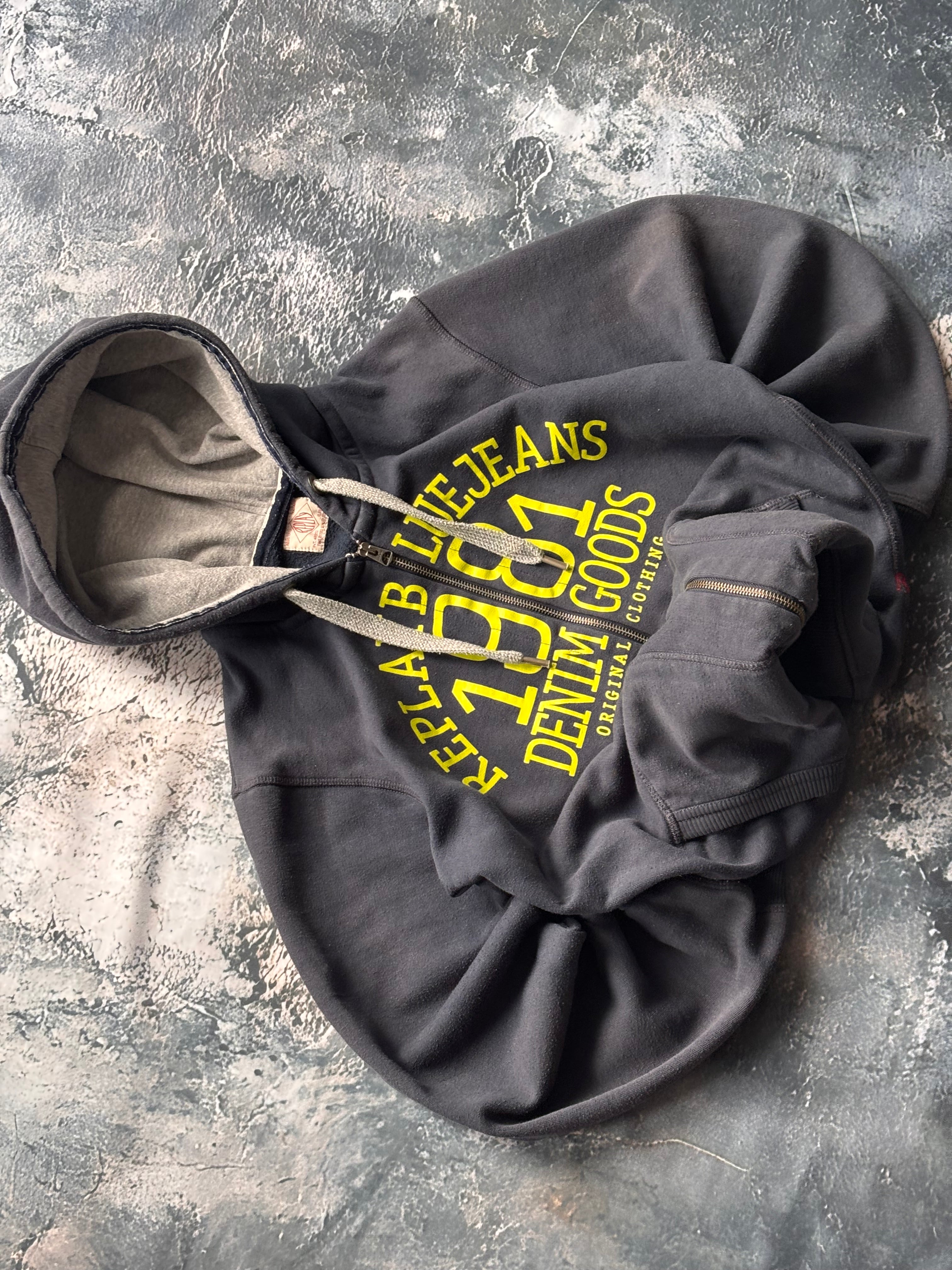 bluza hoodie zip 1981 granatowa vintage