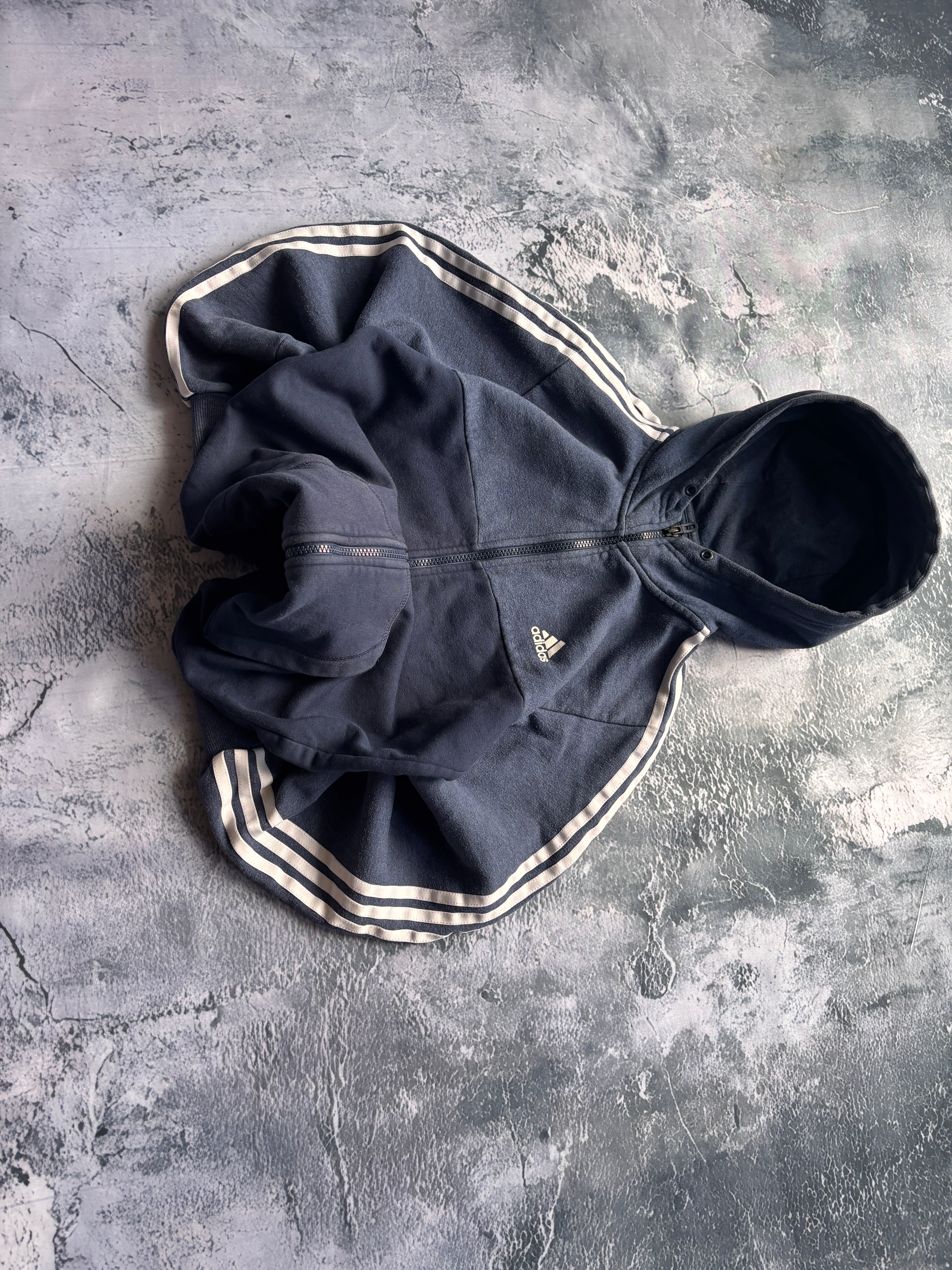 bluza zip hoodie adidas oversize retro w paski