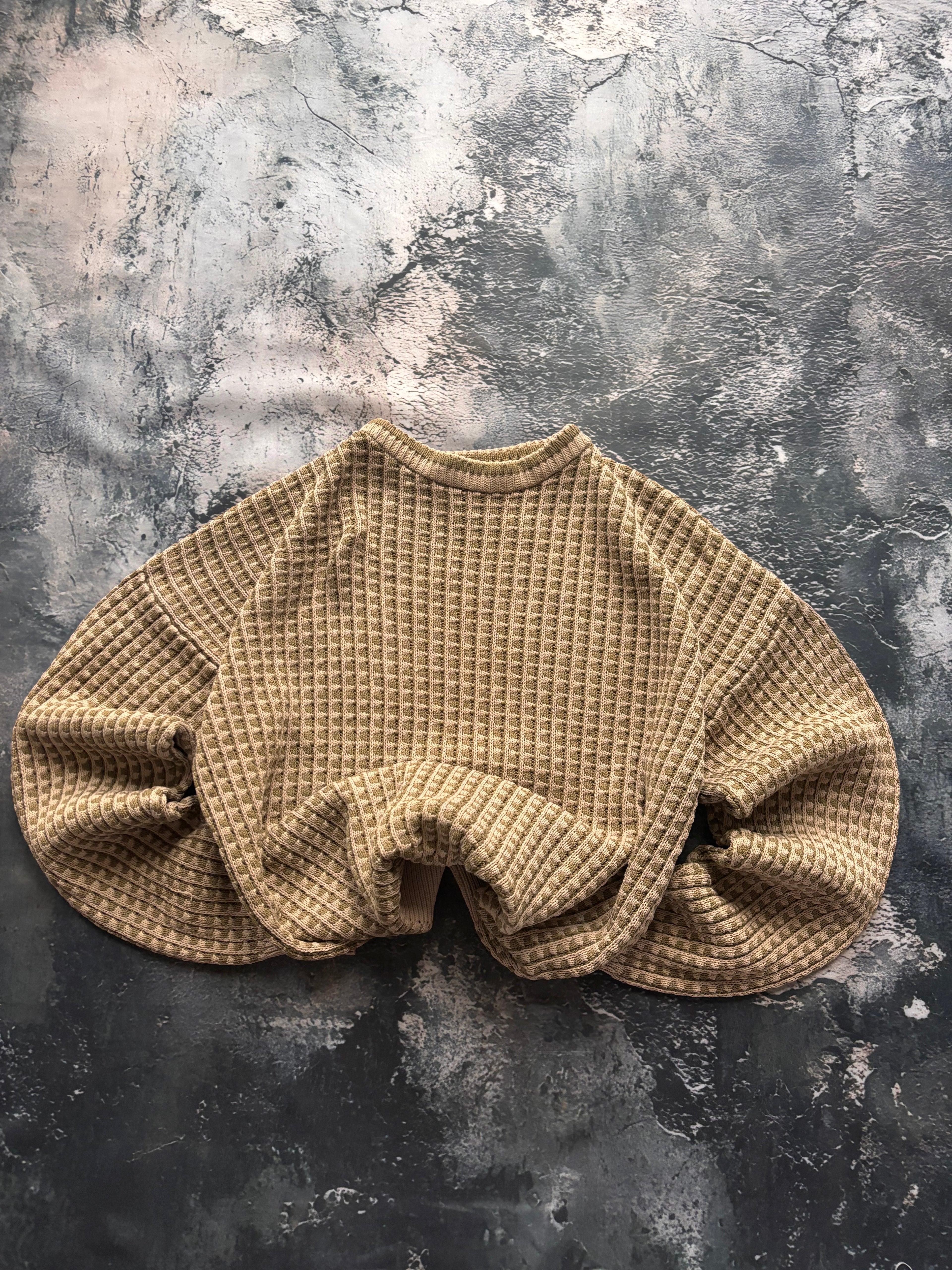 sweter bawełniany beżowy oversize texture