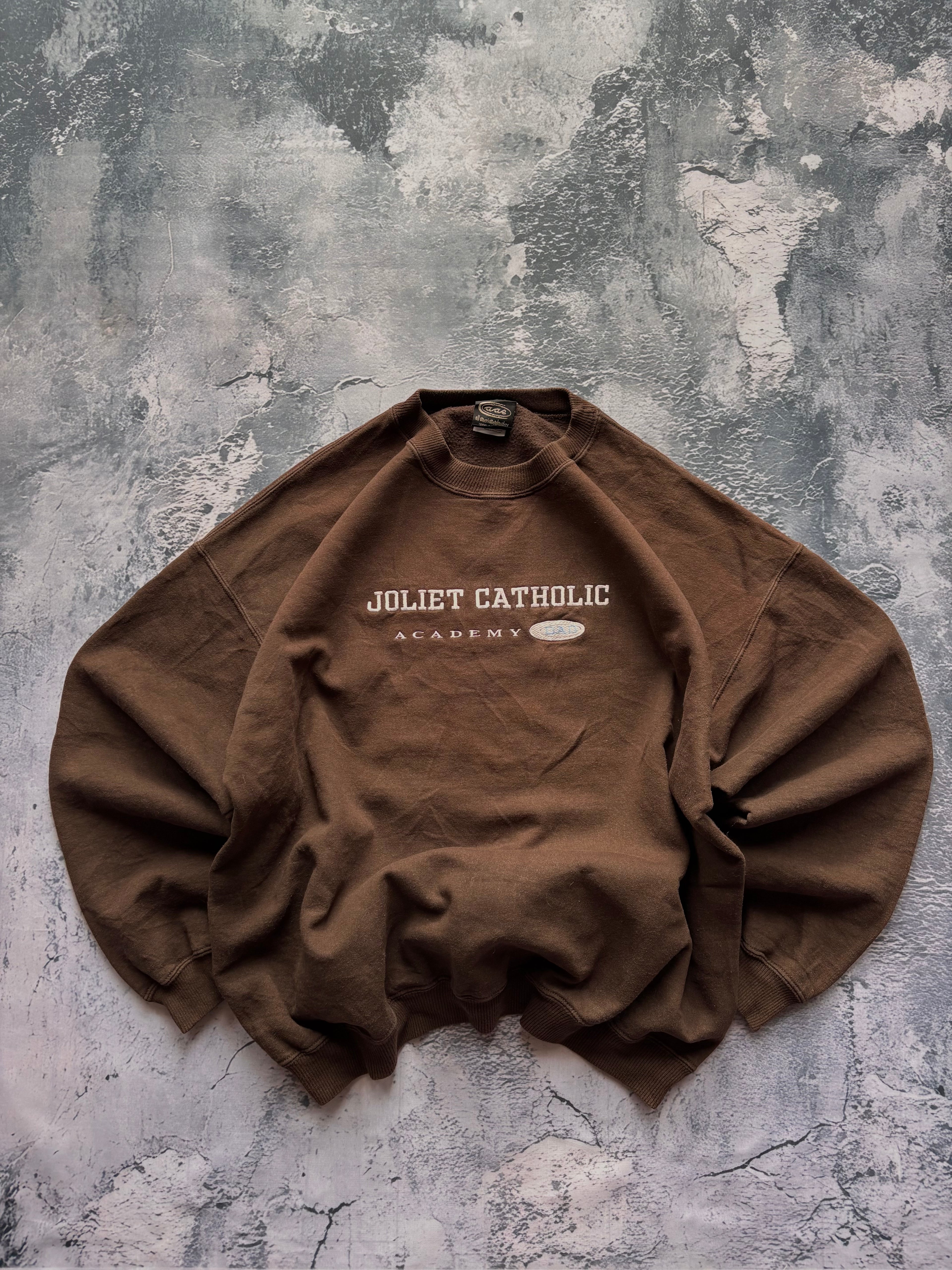 Bluza crewneck oversize boxy w stylu vintage oldschool retro 90s american college brown